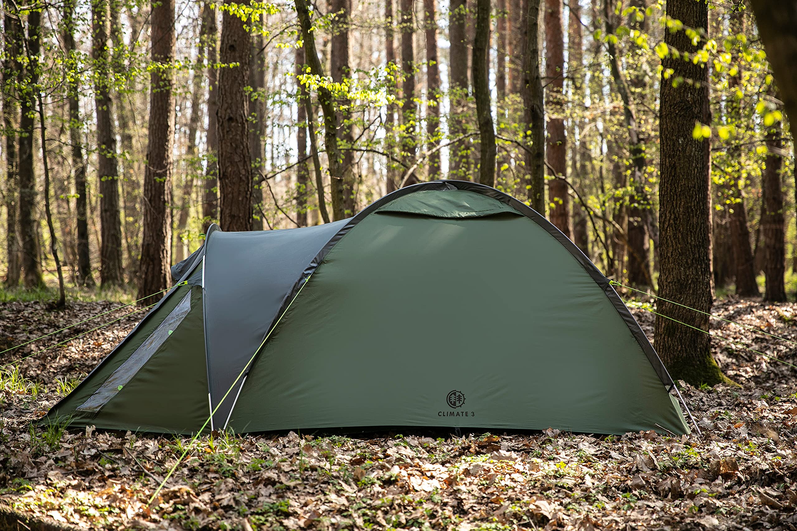 peme Leśny namiot kopułowy, wodoodporny namiot kempingowy dla 2-3 osób, lekki namiot rodzinny, na trekking, kemping, wędrówki i festiwale na świeżym powietrzu, z 2 wejściami