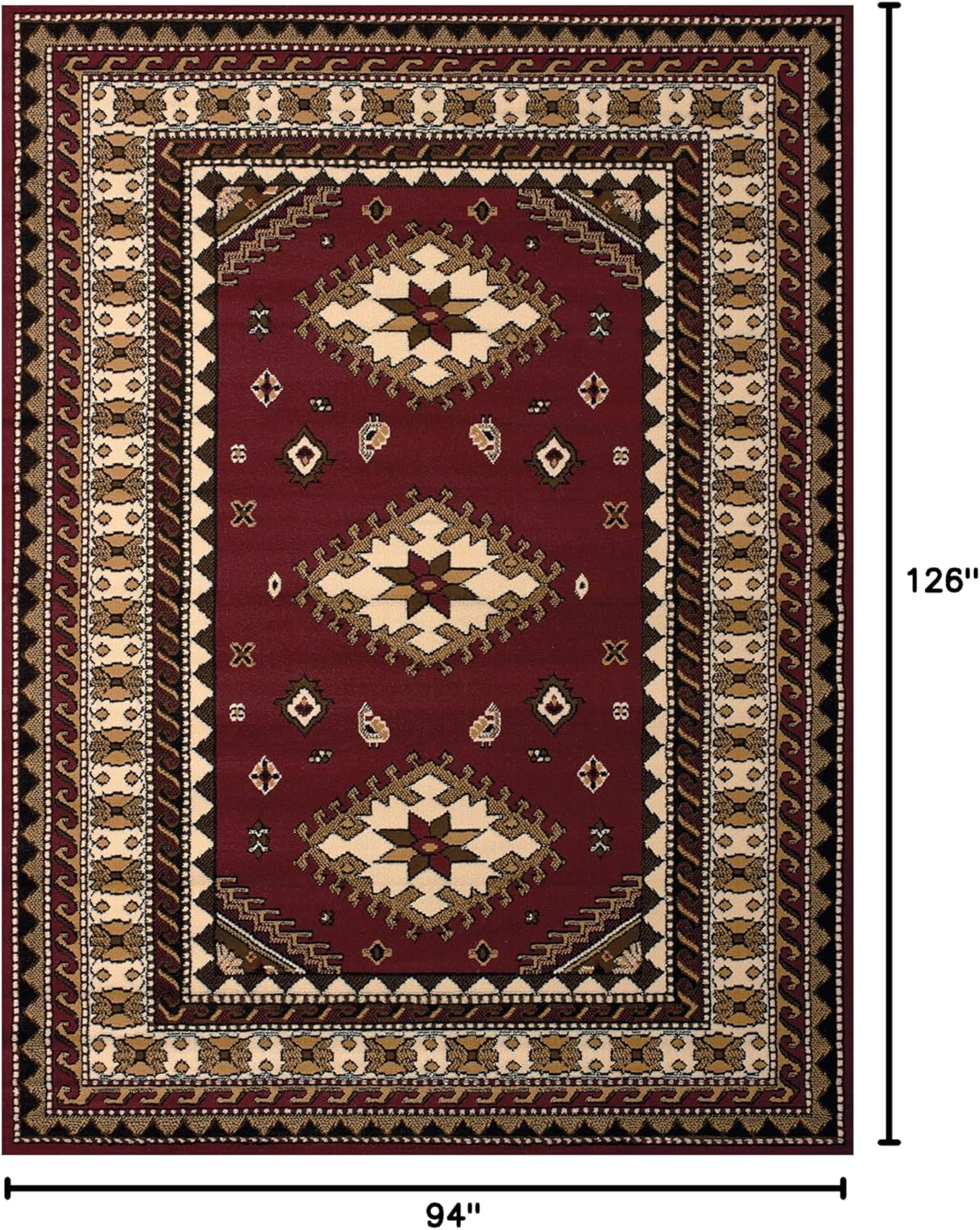 United Weavers Dallas Tres Area Rug - Burgundy, Southwestern Indoor Area Rug with Bordered Pattern, Jute Backing 7 ft 10 in x 10 ft 6 in