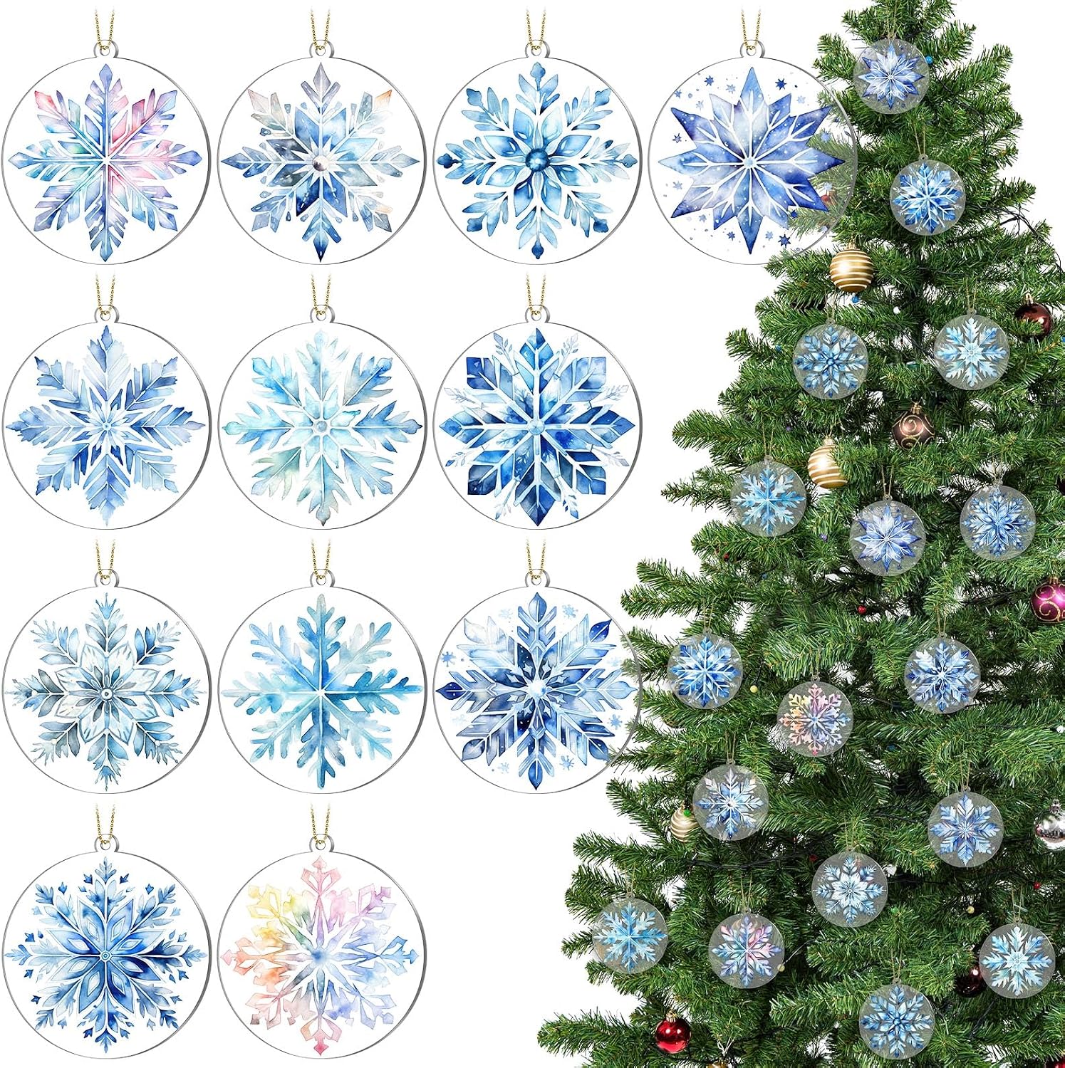 Amazon.com: Vercraft 12 Pcs 3 Inch Christmas Snowflake Ornaments Winter ...