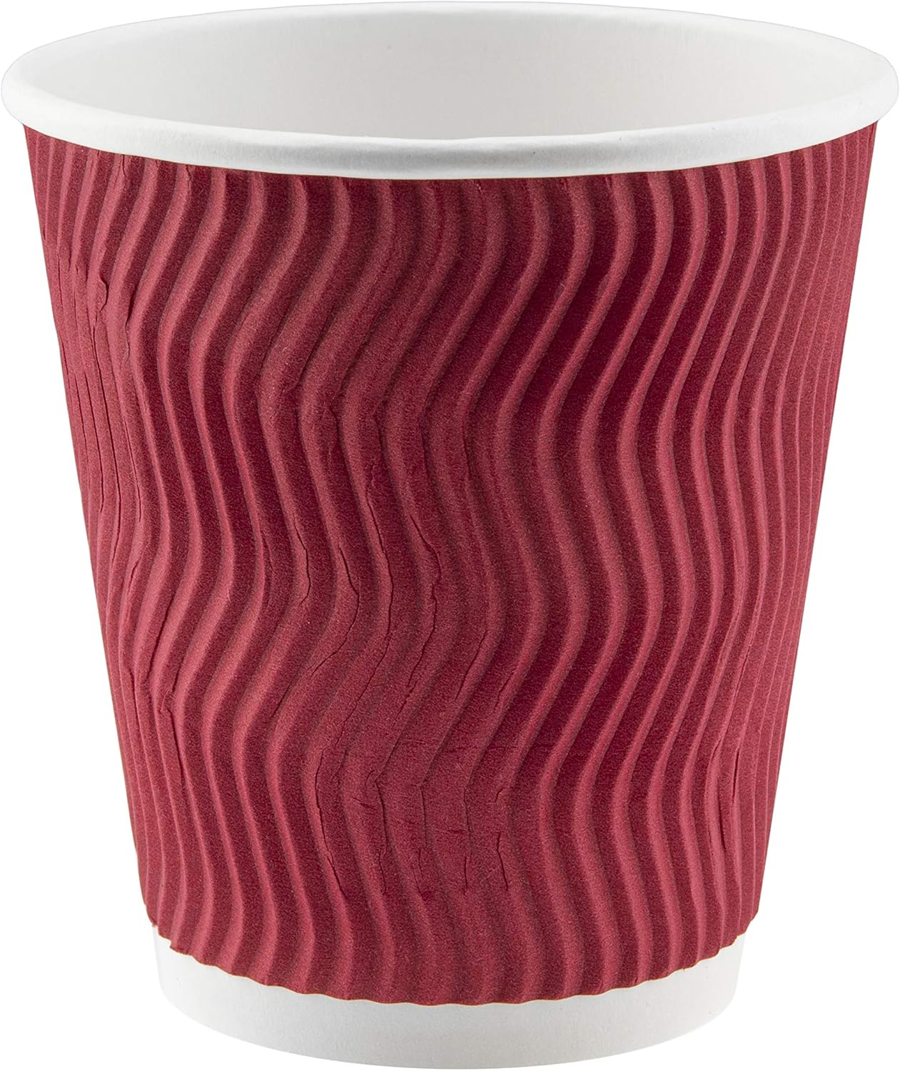NYHI Set of 150 Ripple Insulated Red Paper Cups CoffeeTea Hot Cups Recyclable 3 Layer Rippled Wall For Better Insulation Perfect for Cappuccino Hot Cocoa or Iced Drinks 8 ounce - Image 4