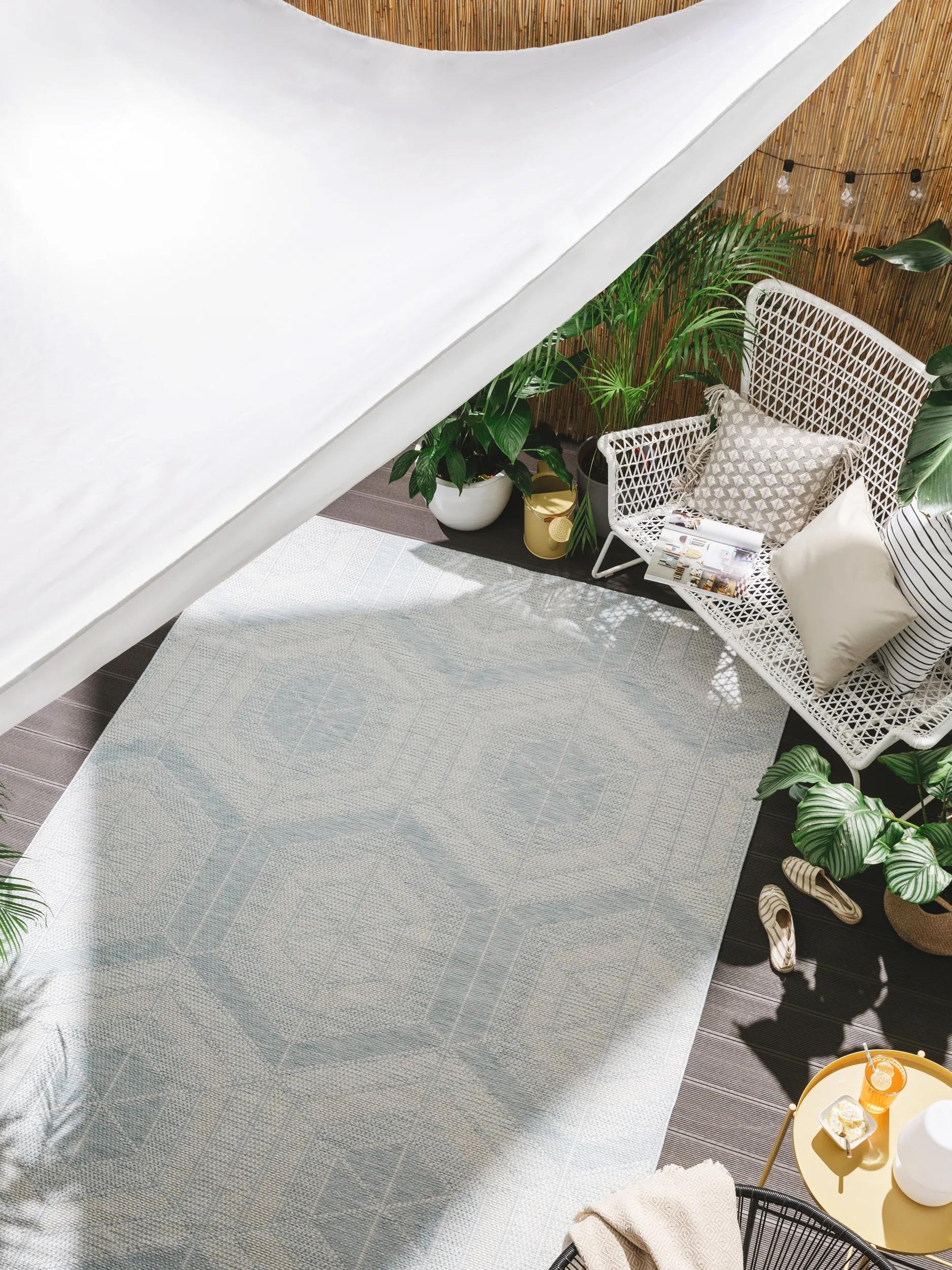 benuta Nest Tapis Bronco - Bleu 200 x 290 cm - Fibre synthétique - Convient pour l'extérieur - Rectangulaire & au style : géométrique, minimaliste - Facile d'entretien pour salon, chambre à coucher