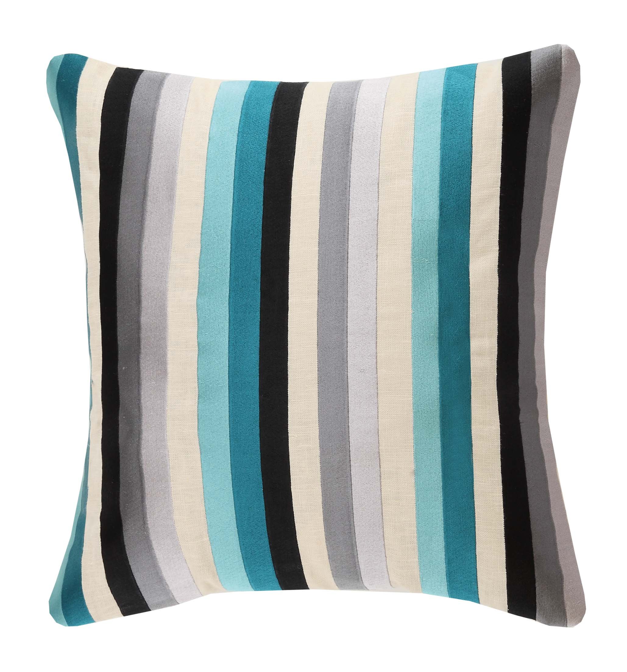 D.L Rhein Straight Up Embroidered Linen pillow, 20x20 Inch , Blue