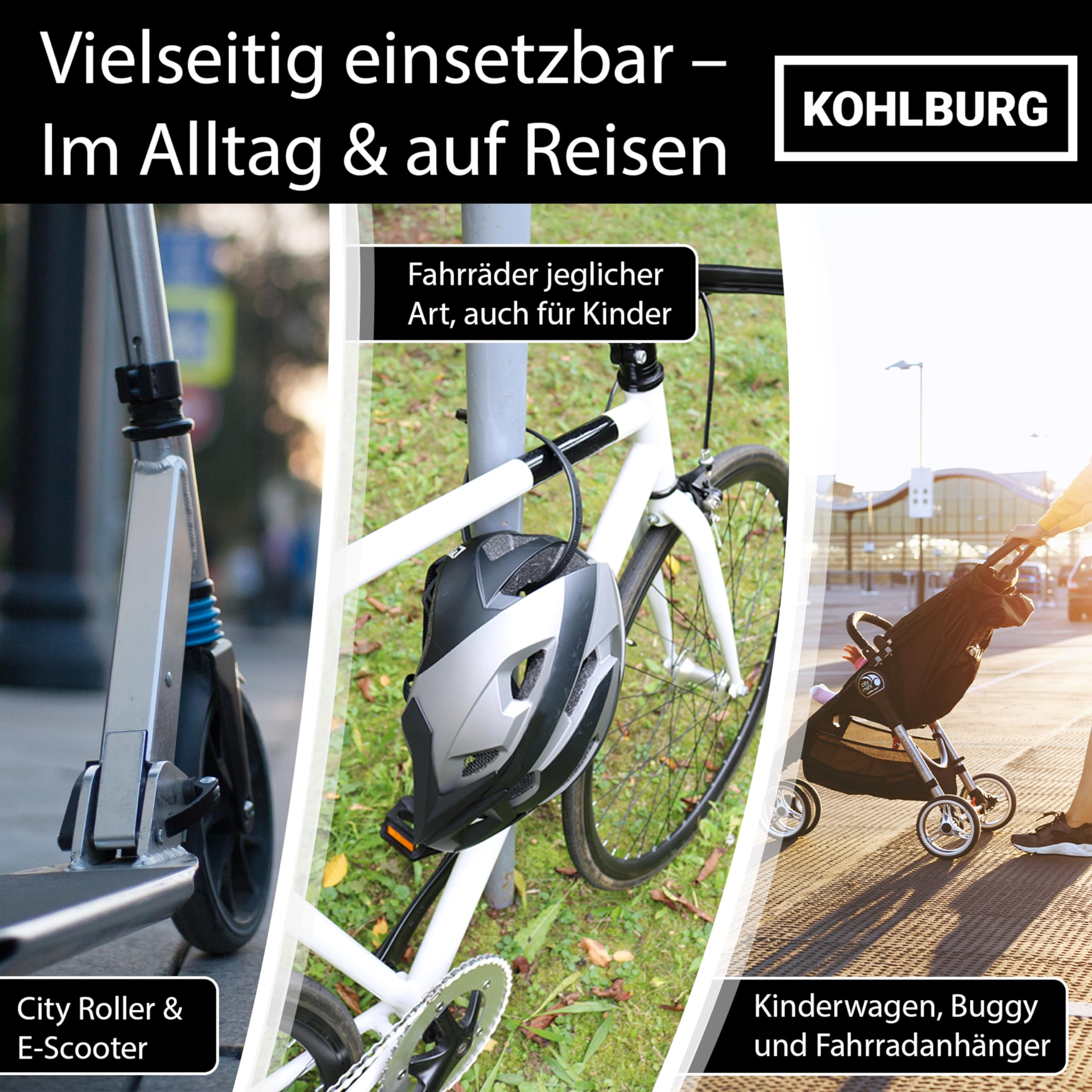 KOHLBURG extrem leichtes Zahlenschloss - 70g leicht mit Zahlencode - 50cm Fahrradschloss klein und sicher - Kabelbinder Schloss auch für Rennrad Scooter Roller - Helmschloss Skischloss & Kinderschloss