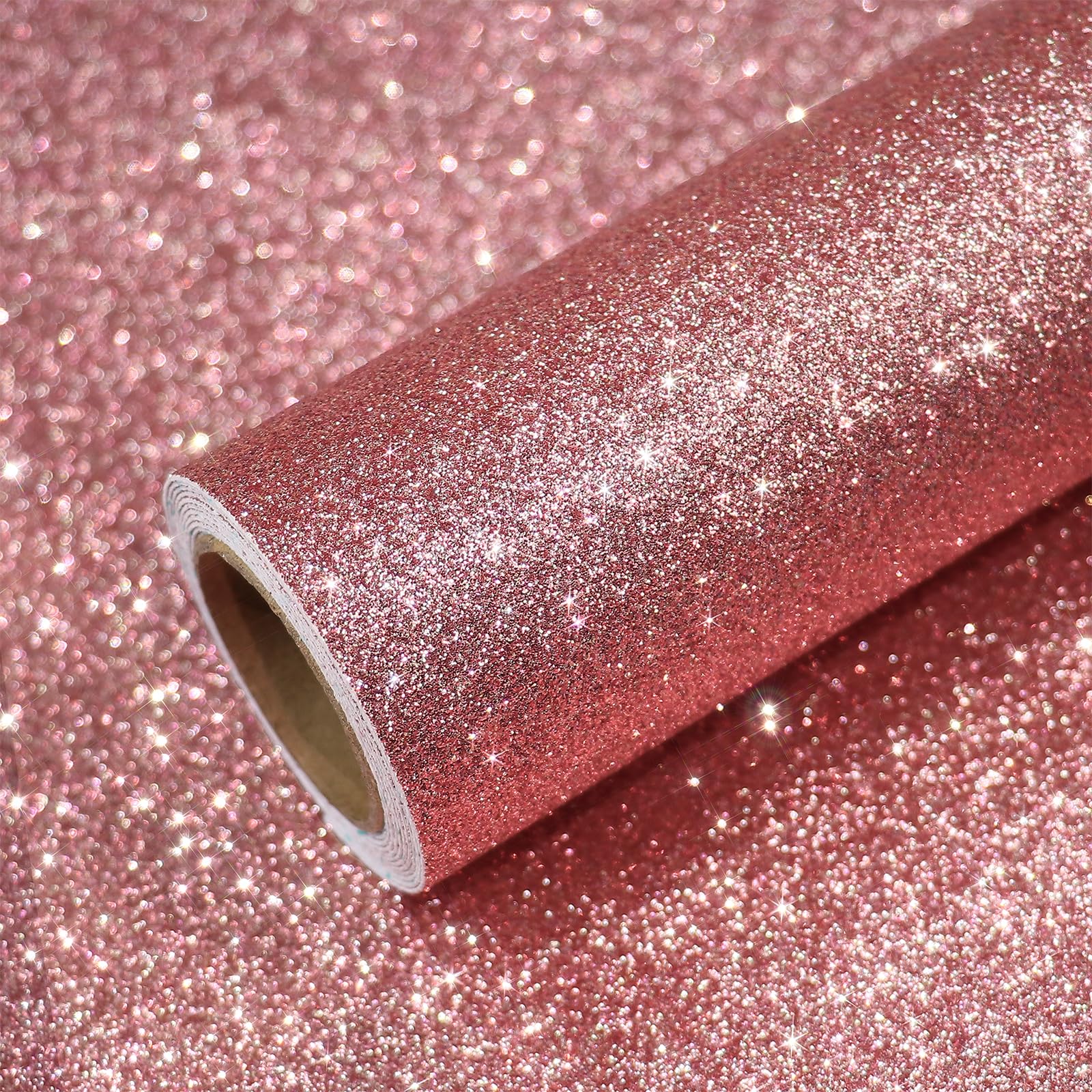 Papier peint paillettes or rose VEELIKE 40x300cm adhésif amovible