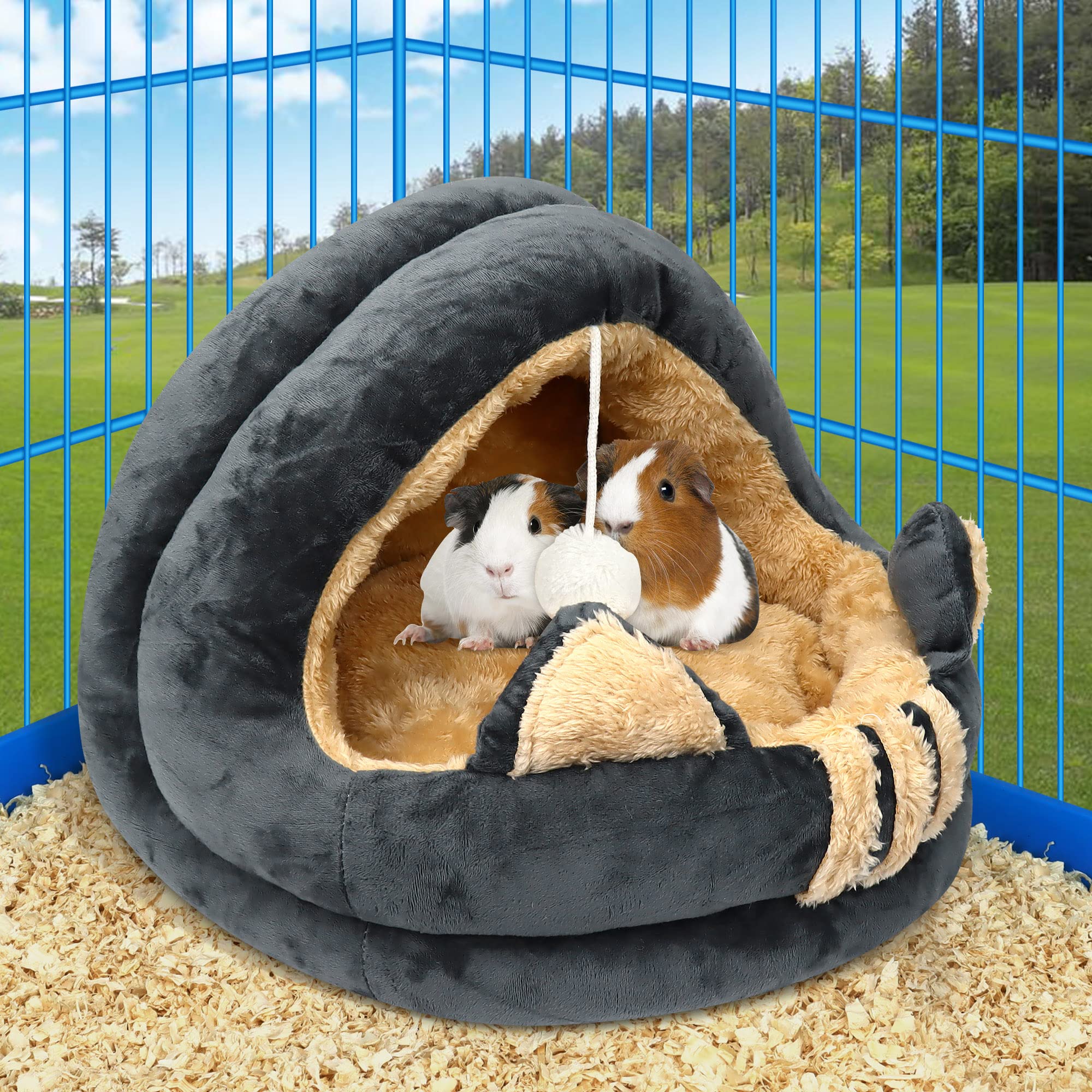 XMPEKO Cavia Bed En Schuilhuis – 30x30x35 Cm – Zacht, Afneembaar – 3-in-1 Ontwerp – Voor Konijn, Hamster, Fret, Chinchilla En Egel
