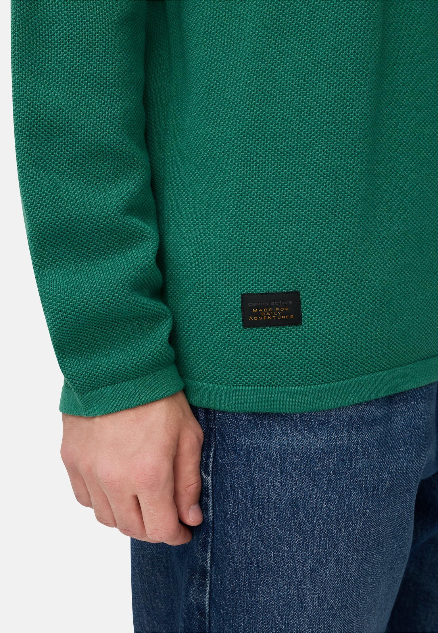 camel active Herren Pullover aus Reiner Baumwolle Tannengrün – Bild 6