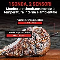 Termometru de bucătărie pentru grătar TempPro cu Bluetooth și aplicație pentru iPhone/Android, reîncărcabil, rază de acțiune 150 m, pentru BBQ 4