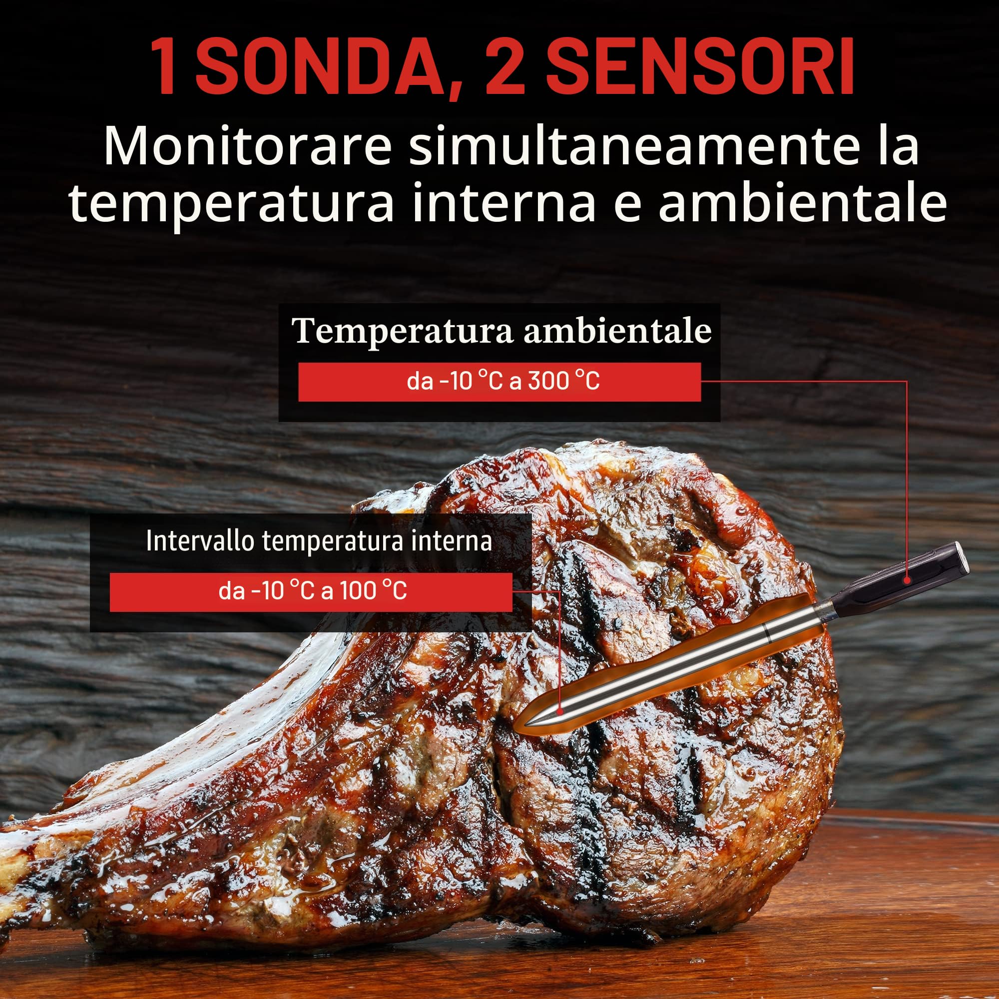 ThermoPro TempPro Termometro Bluetooth Fino a 150 M Cucina Barbecue Professionale Termometro Alimenti Carne Ricaricabile Termometri APP Compatibile con iPhone Android per Grigliare