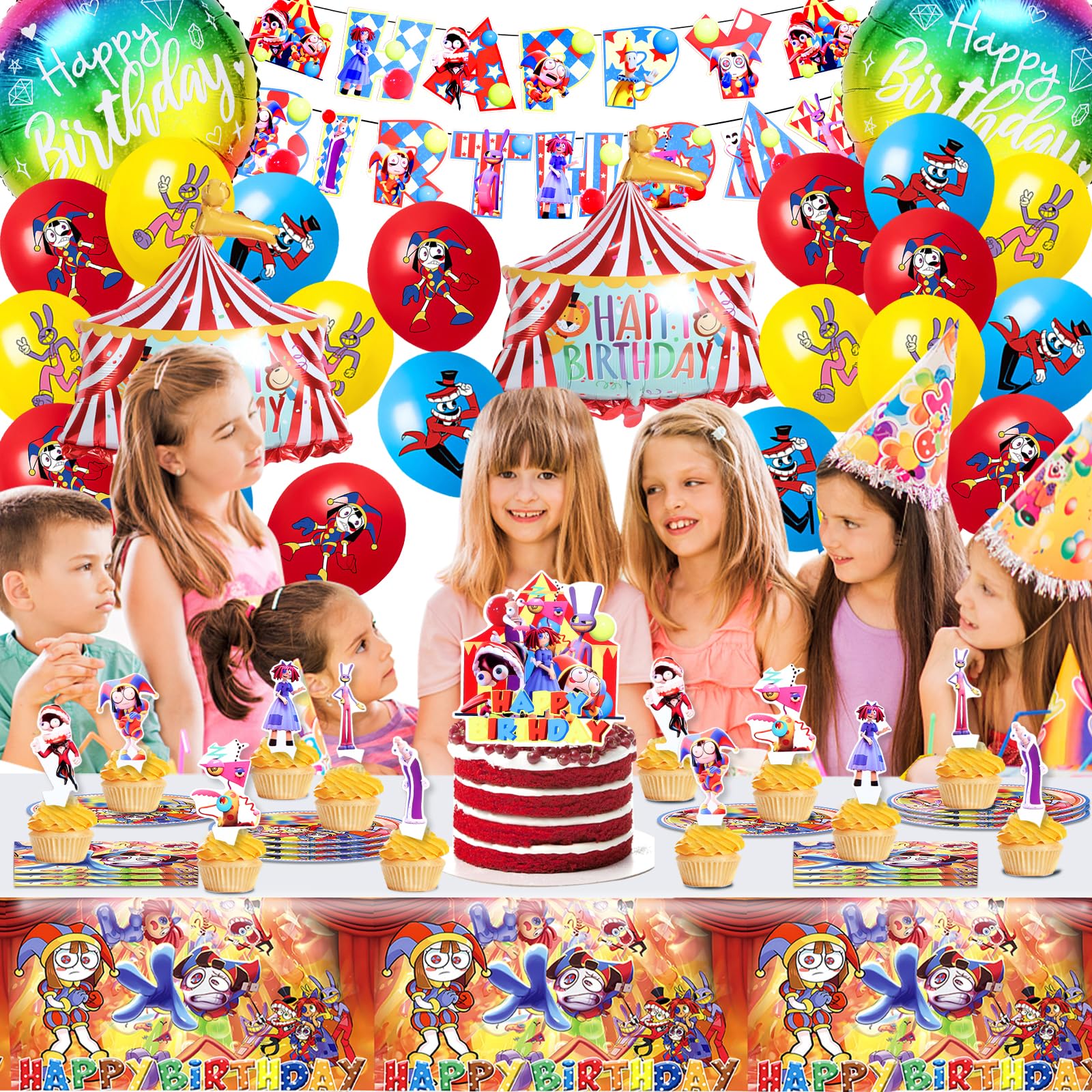 Set di Decorazioni per Compleanno del Circo Digitale