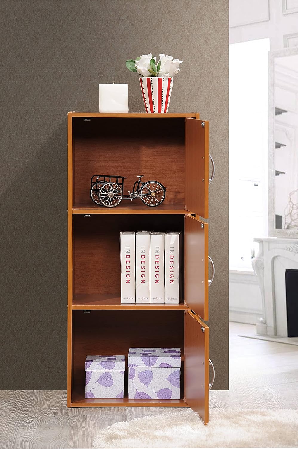 Versatile Kids' Black Storage Cabinet with Cubes and Doors