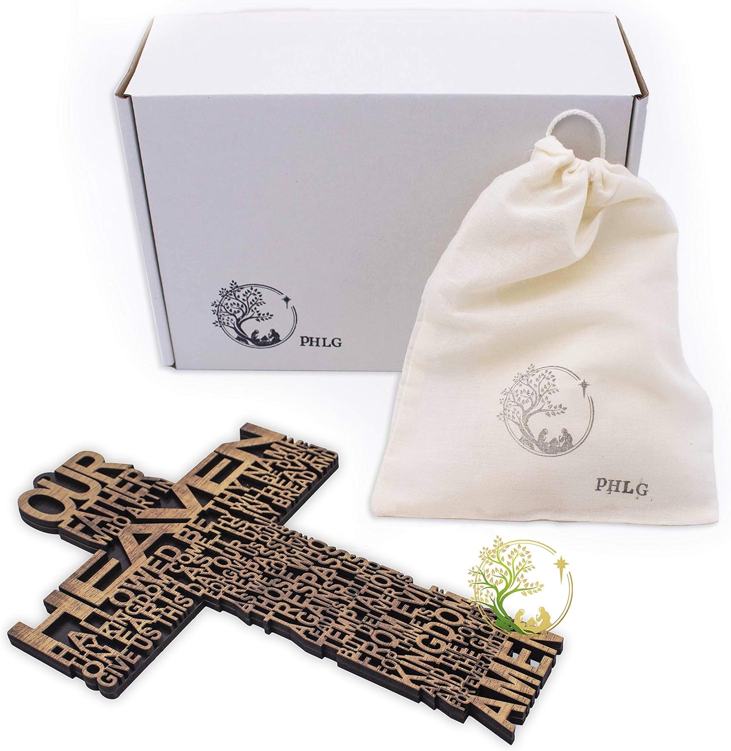 Our father prayer cross made from olive wood - Crucifix/Wall Cross Hand Crafted by Christian families in Bethlehem. A unique Religious Gift for Christmas or Any Other Christian Holiday