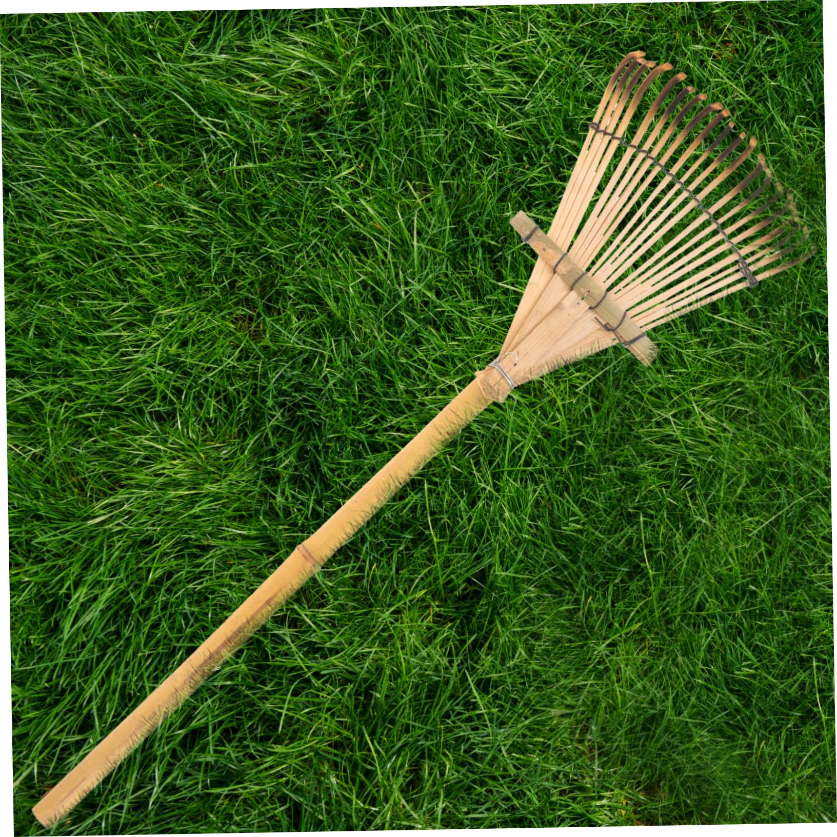 Milisten Outil de jardinage en bambou avec manche en bois, petit râteau de jardin pour desserrer les tâches de jardinage