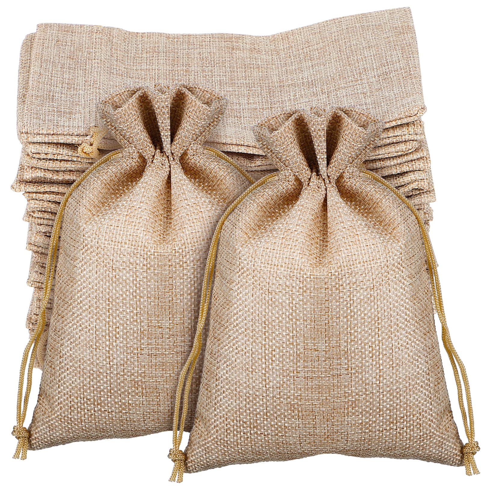 HAMPPLIES 50pezzi Sacchetti Juta Con Coulisse Sacchetti Riutilizzabili Per Matrimoni Feste e Regali Colore Naturale
