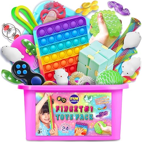 FunKidz - Caja sensorial para ansiedad para niñas y niños, juguetes para aliviar el estrés, regalos de fiesta para niños, premios en el aula,