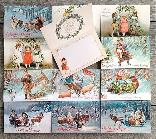 Miniatura 3 de PIXILUV White Christmas (paquete de 12) tarjetas de notas pequeñas tarjetas de felicitación # escenas de Navidad frías invernales  postales de