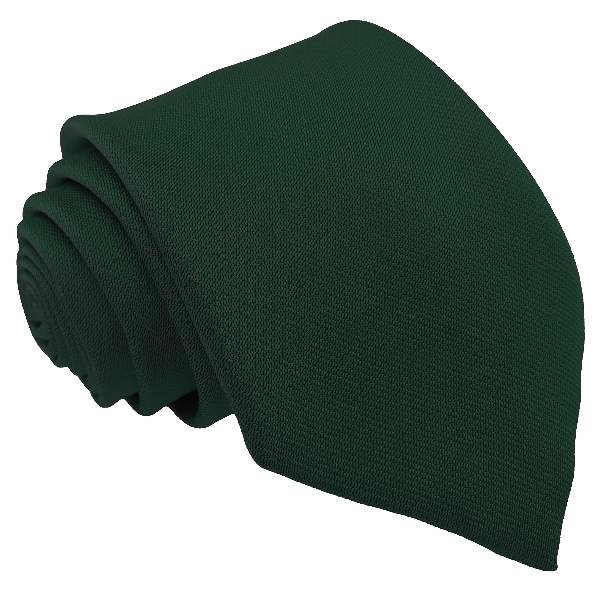 Great British Tie Club Men's Bottle Green Plain School Ties High School 52" Length (Bottle Green)