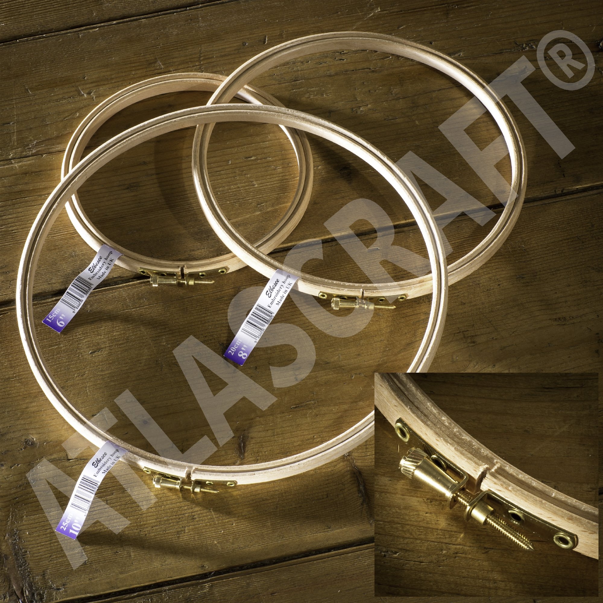 Elbesee Wooden Embroidery Hoop Set 6in, 8in & 10in by Atlascraft