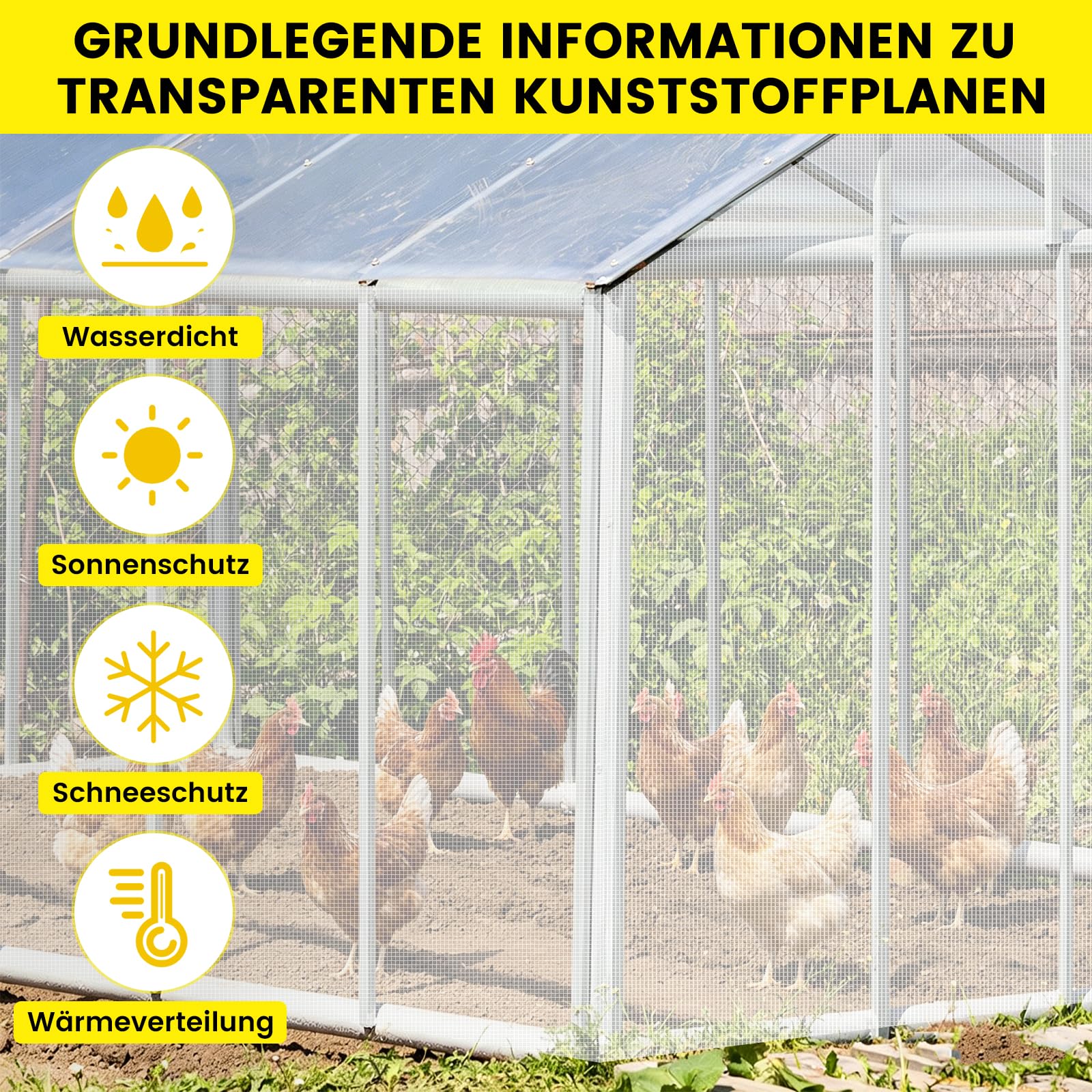 4x8m Gitter Abdeckplane Wasserdicht 140g/m² Transparente LKW Plane mit Ösen Reißfeste Gitterfolie Winterfeste Gewächshausfolie für Gartenmöbel Sandkasten Hühnerhaus und Holz
