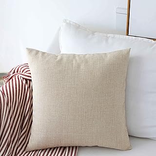 Home Brilliant Linen Throw Pillow Cover Burlap Square Cushion Cover Pill...