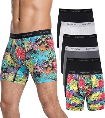 Mens Long Leg Boxer Briefs Cotton Underwear Pack, Athletic, Breathable, Fly, Sports, Moisture Wicking