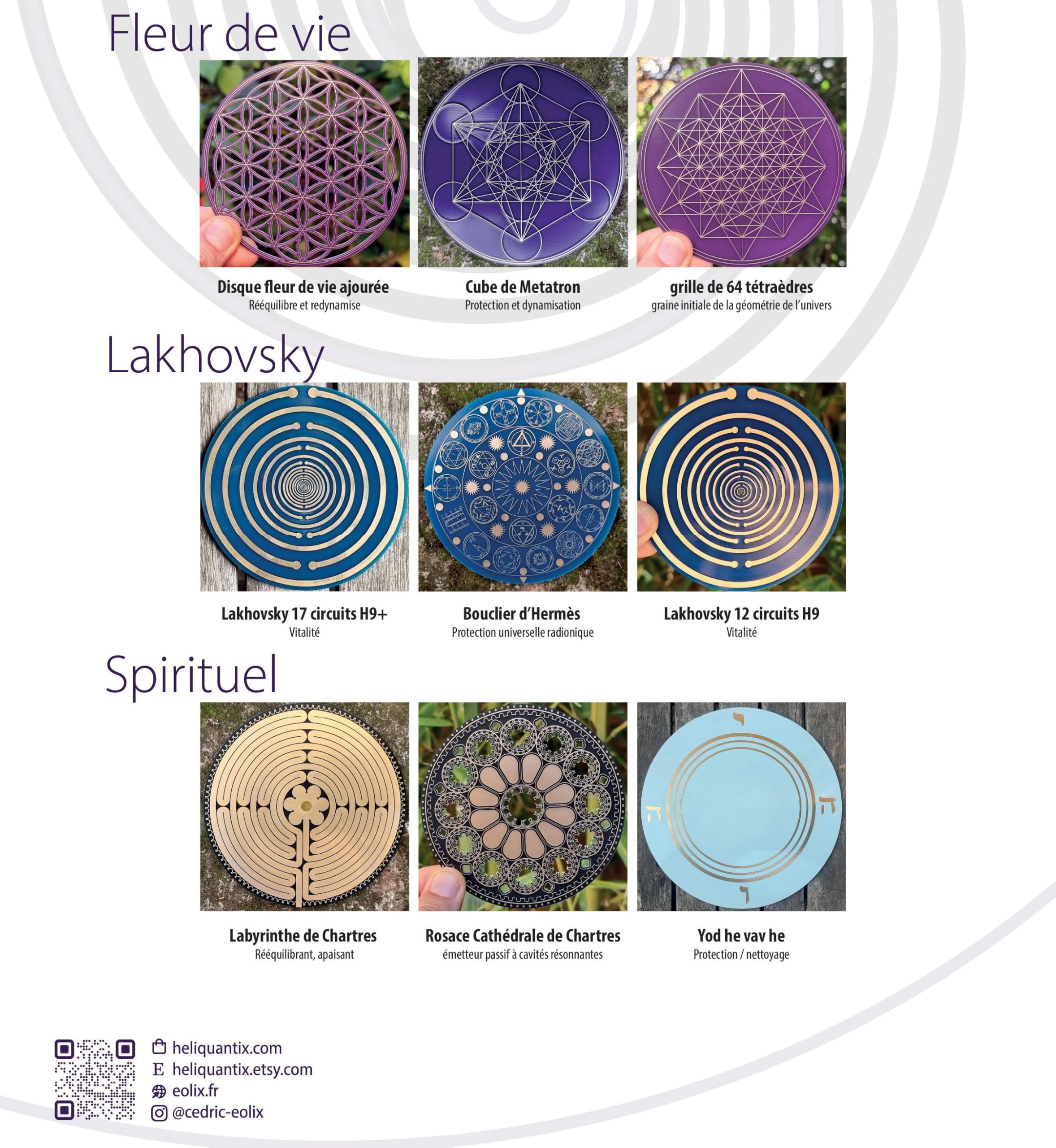 Disco a forma di fiore della vita traforato 10 cm a 2 lati in rame placcato oro, trasmettitore passivo a onde scalari, riequilibrio e rivitalizzazione, disco eliquariato
