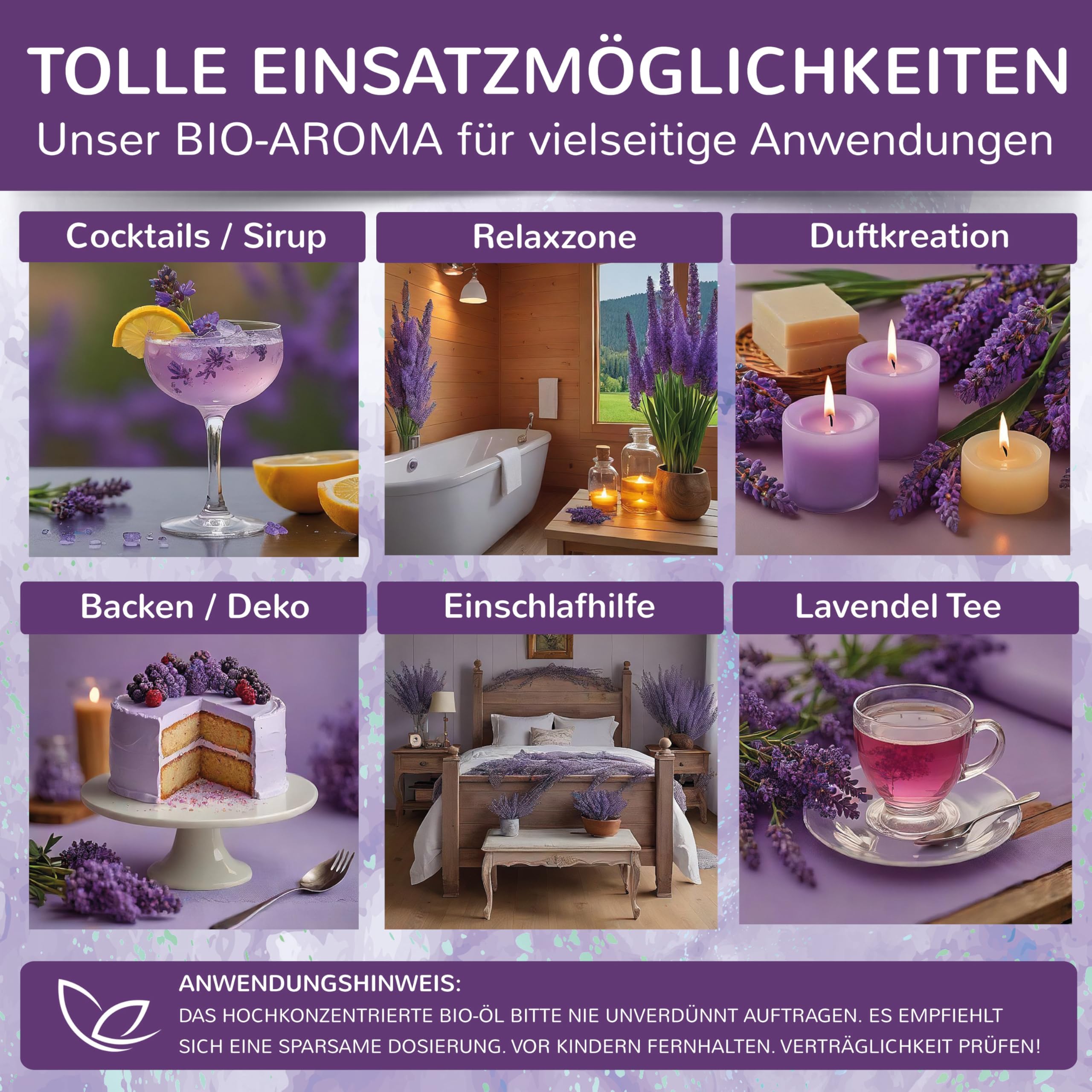 BIO Lavendelöl 3x 30ml | Reines ätherisches Lavendel ÖL | 100% Naturrein geeignet als Duftöl - Hautpflege - Haaröl - Gesichtsöl - Zum Einnehmen