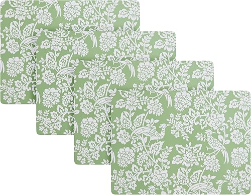 Laura Ashley Juego de 4 manteles individuales de corcho de 16 x 12 pulgadas para mesas de cocina y comedor, resistentes al calor, duraderos, fáciles
