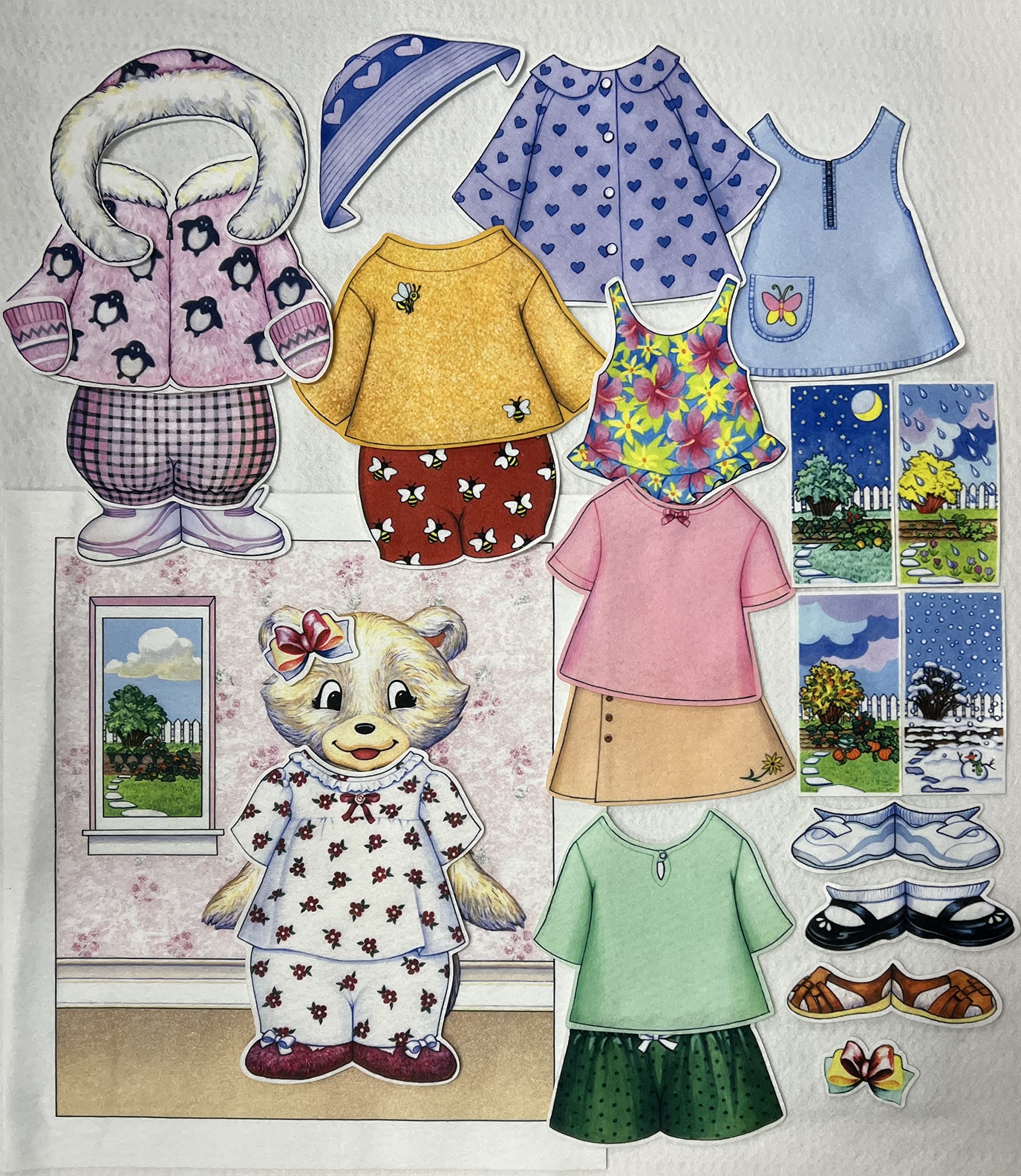 Story Time Felts Girl Dress Me Weather Bear Felt Pieces Flannel Board Set (Large 14