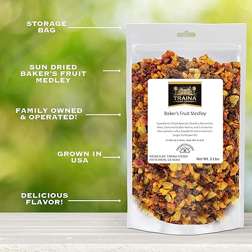 Miniatura 11 de Traina - Mezcla (popurrí) de frutas secas, secadas al sol - Melocotones en trozos, arándanos, albaricoques, peras, nectarinas y pasas - Sin OMG, sin