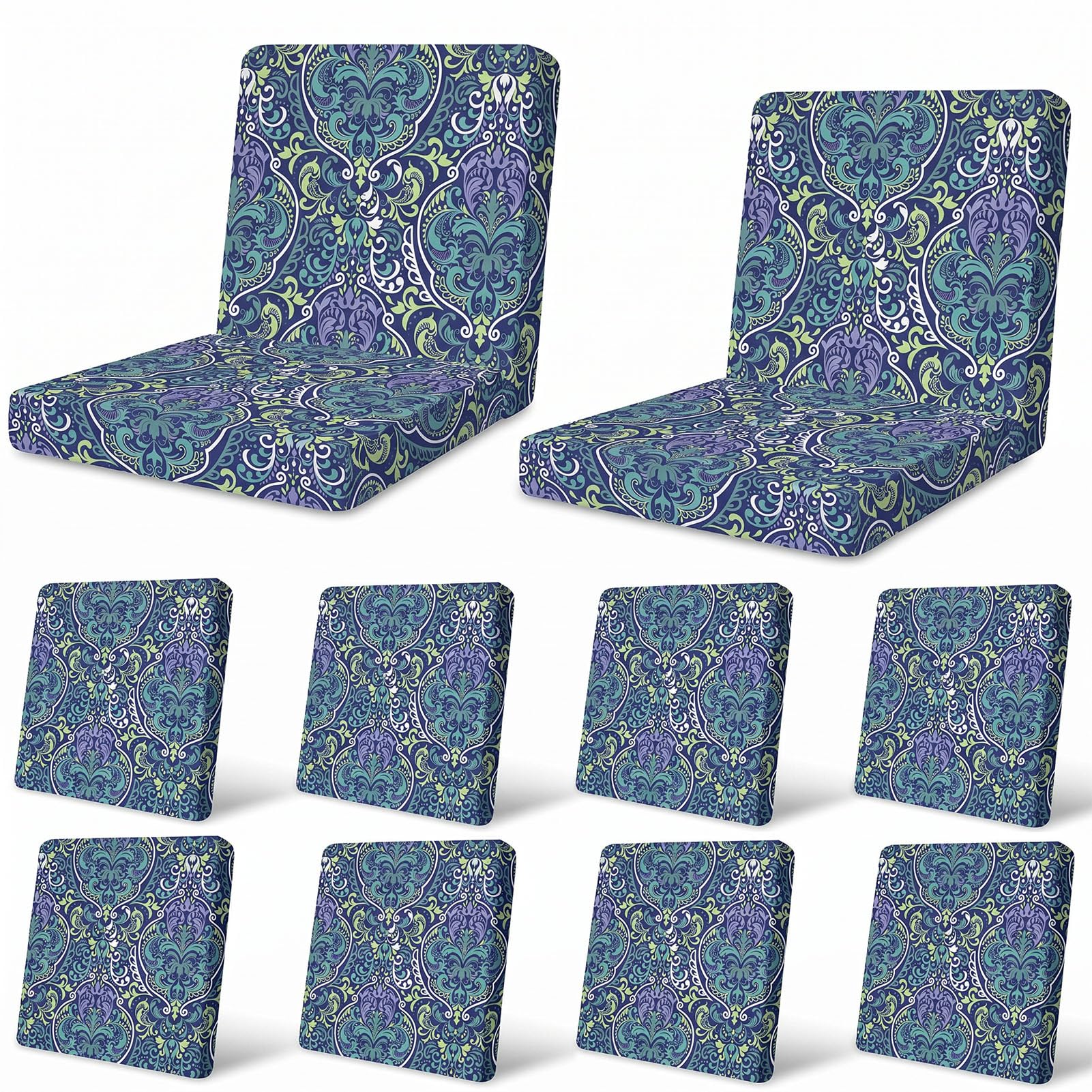 12Pcs Patio Cushion Covers Stretch Outdoor Furniture Protector Slipcovers