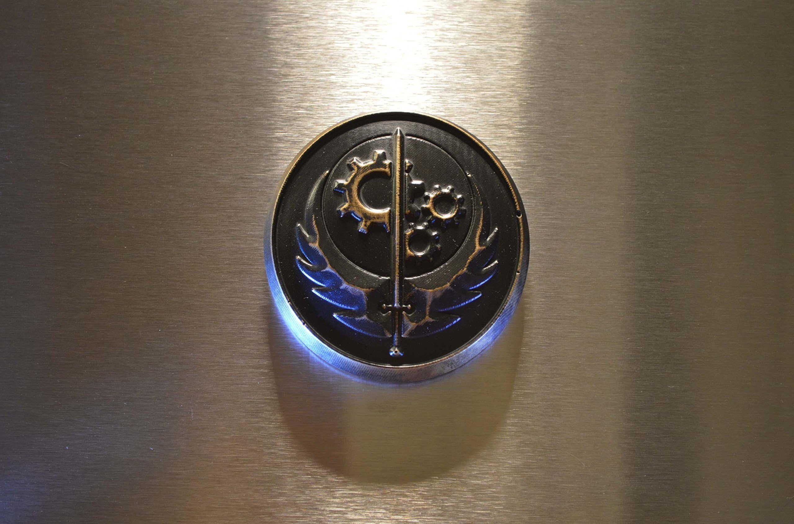 Inspired by Fallout 4 game, Fallout Brotherhood of Steel Emblem\Logo Refrigerator Magnet Black/Gold
