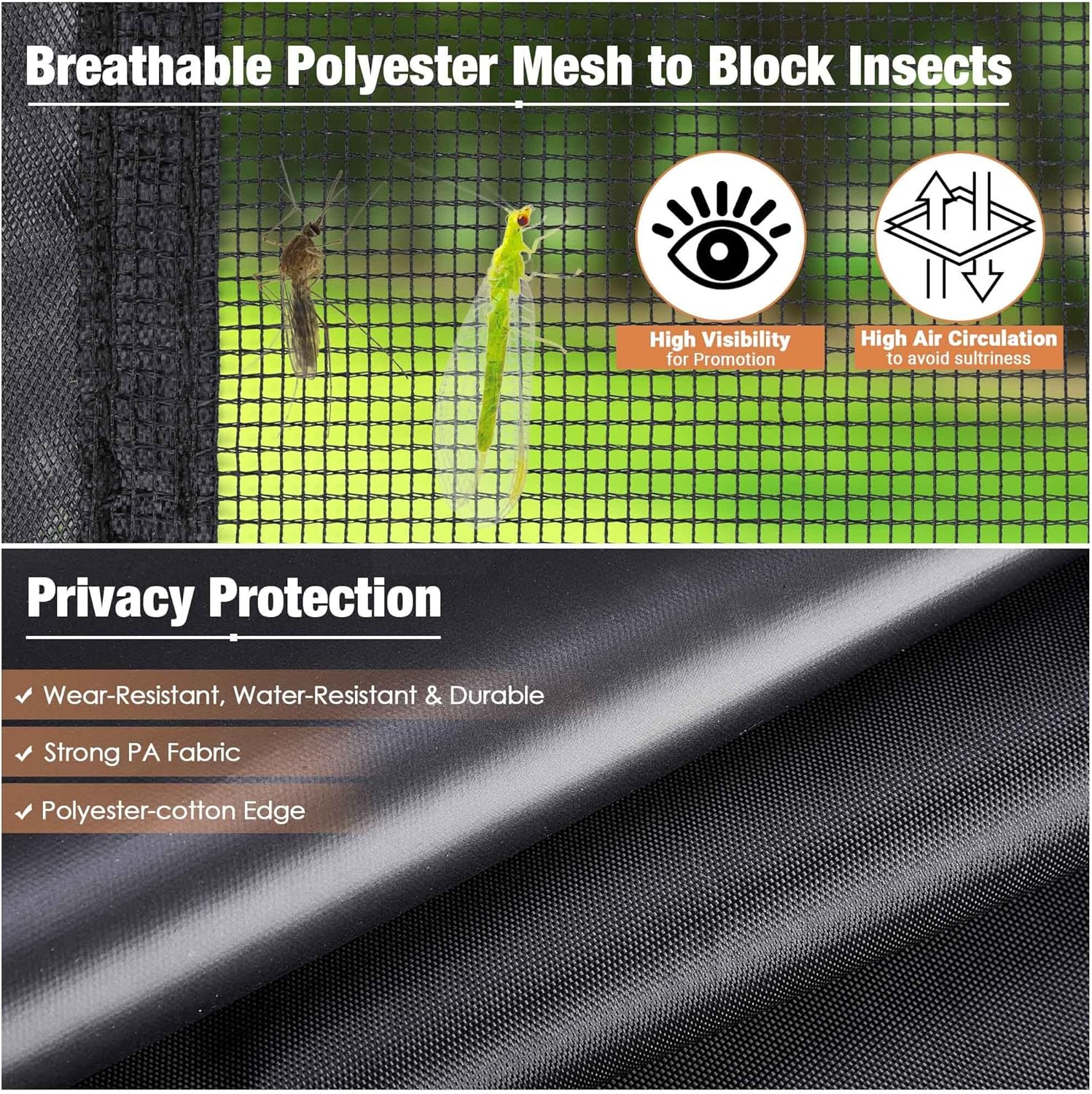 Yescom Pop Up Canopy Half Mesh Sidewall with Window 10x10Ft for Food Booth Commercial Vendor Shelter Mesh Enclosures, 4pcs Screened Wall Only