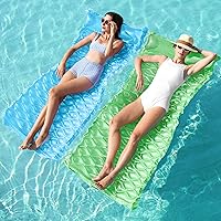 Vista 9 de SLOOSH Inflatable Pool Floats Raft,Floating Lounge for Adults,64x32 inch Swimming Mat Pool Mattress with Headrest,2 Pieces Float Air Mat for Summer