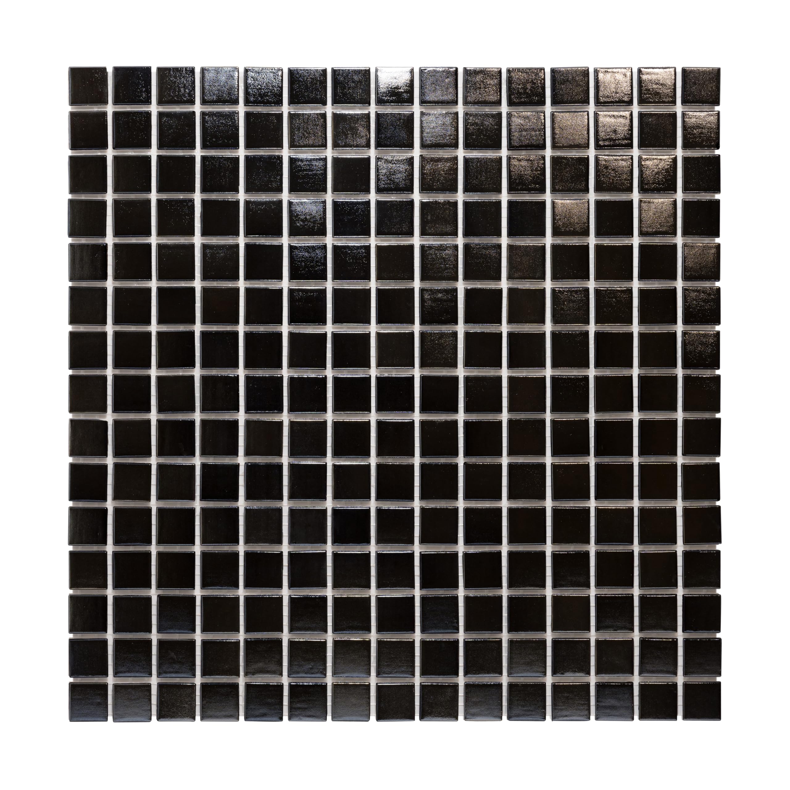 URBN Contemporary Almost Black But Dark Grey Iridescent Glass Mosaic Tile for Indoor and Outdoor - One Box of 20 Sheets (23 SQ FT)