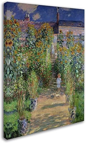 Miniatura 2 de Lienzo decorativo para pared, diseño de Claude Monet con texto en inglés The Artist's Garden at Vetheuil para decoración de sala de estar,