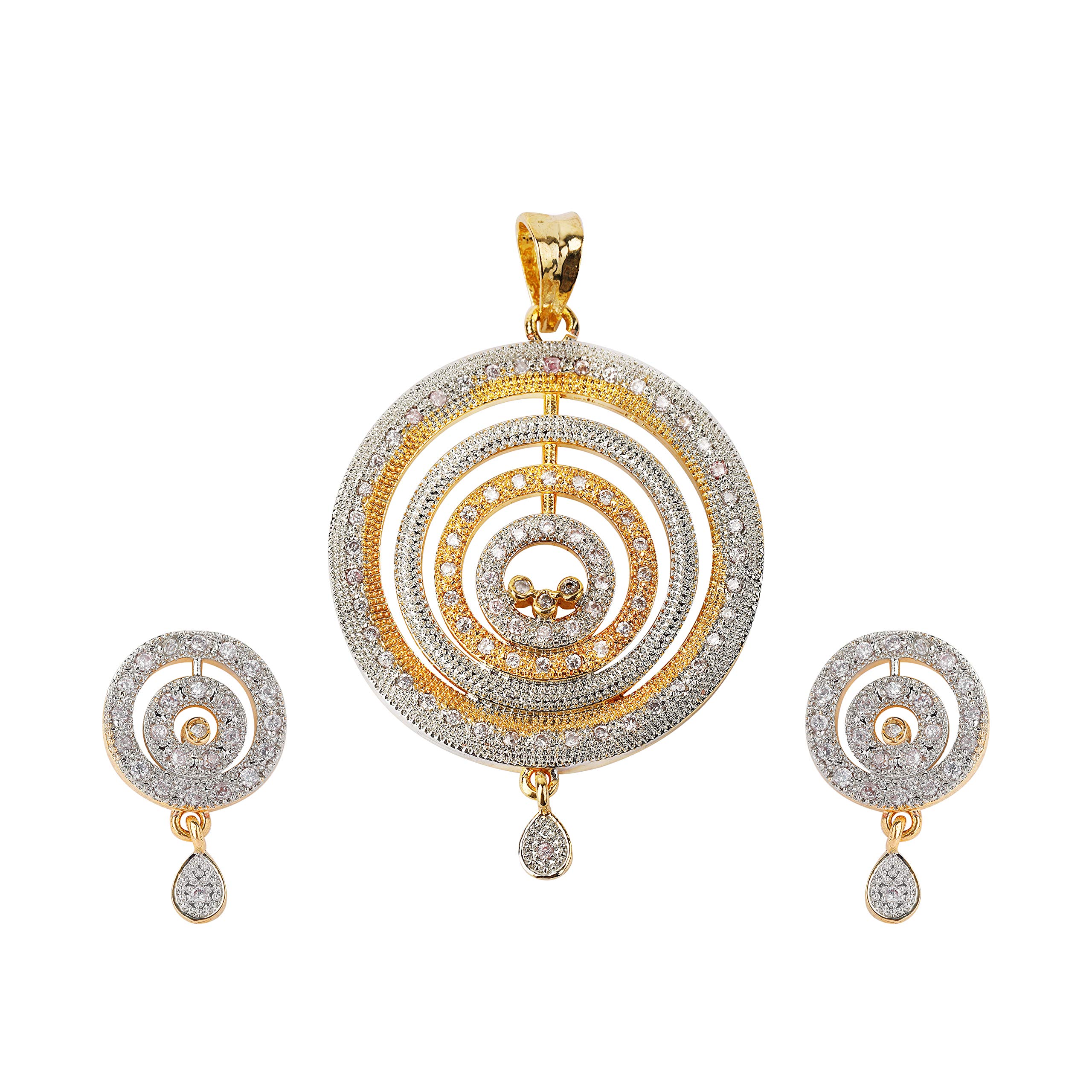 M Creation Elegant Gold Plated Designer AD Round Ring Pendant Set for Women (B00PQ5JOU6) Amazon Price History, Amazon Price Tracker