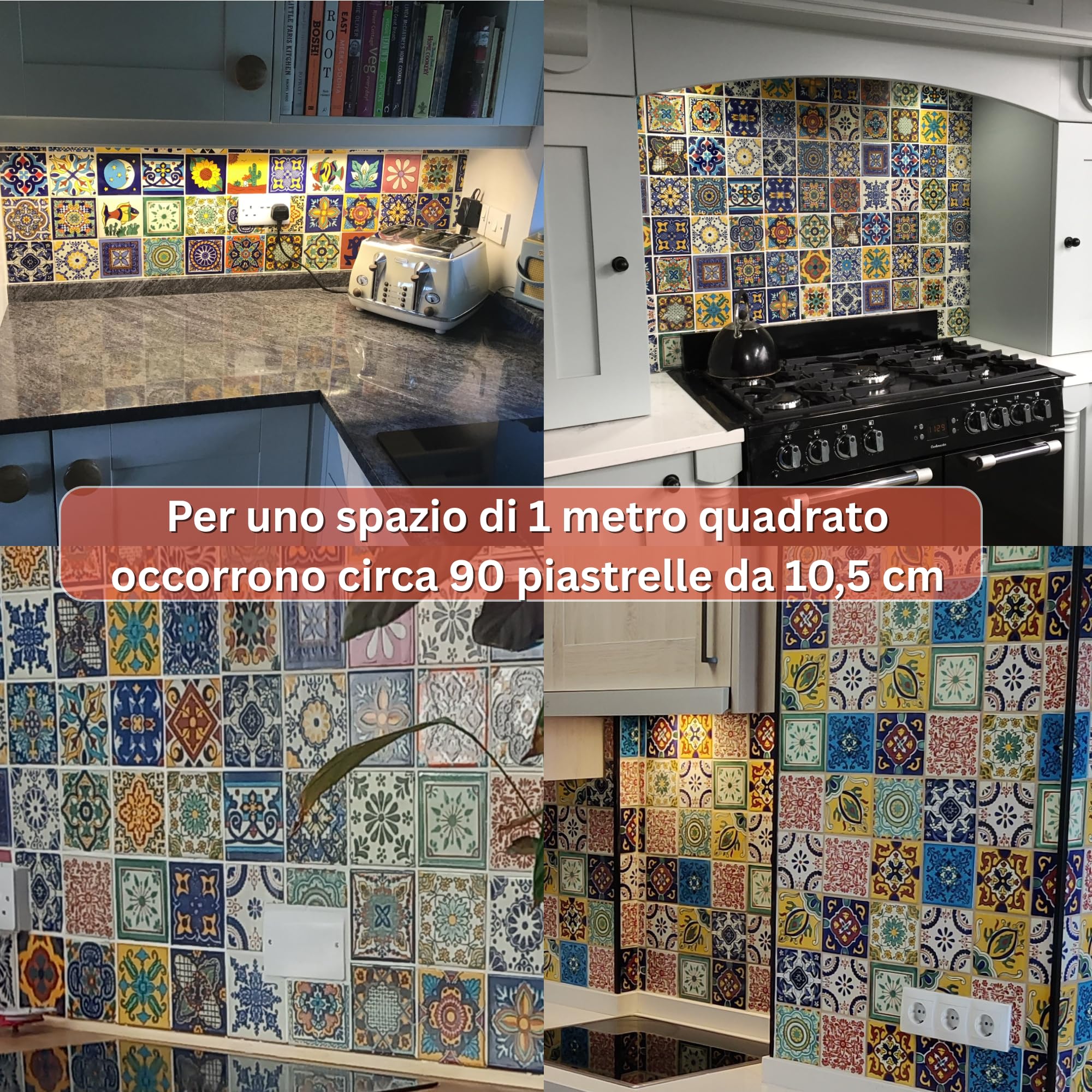Tumia LAC Piastrelle Ceramica Messicane Talavera - Gilberto Artigianali Piastrelle Cucina, Bagno, Sottopentola e Fai-da-Te, Decorativo stile Mediterraneo- Pacco da 25