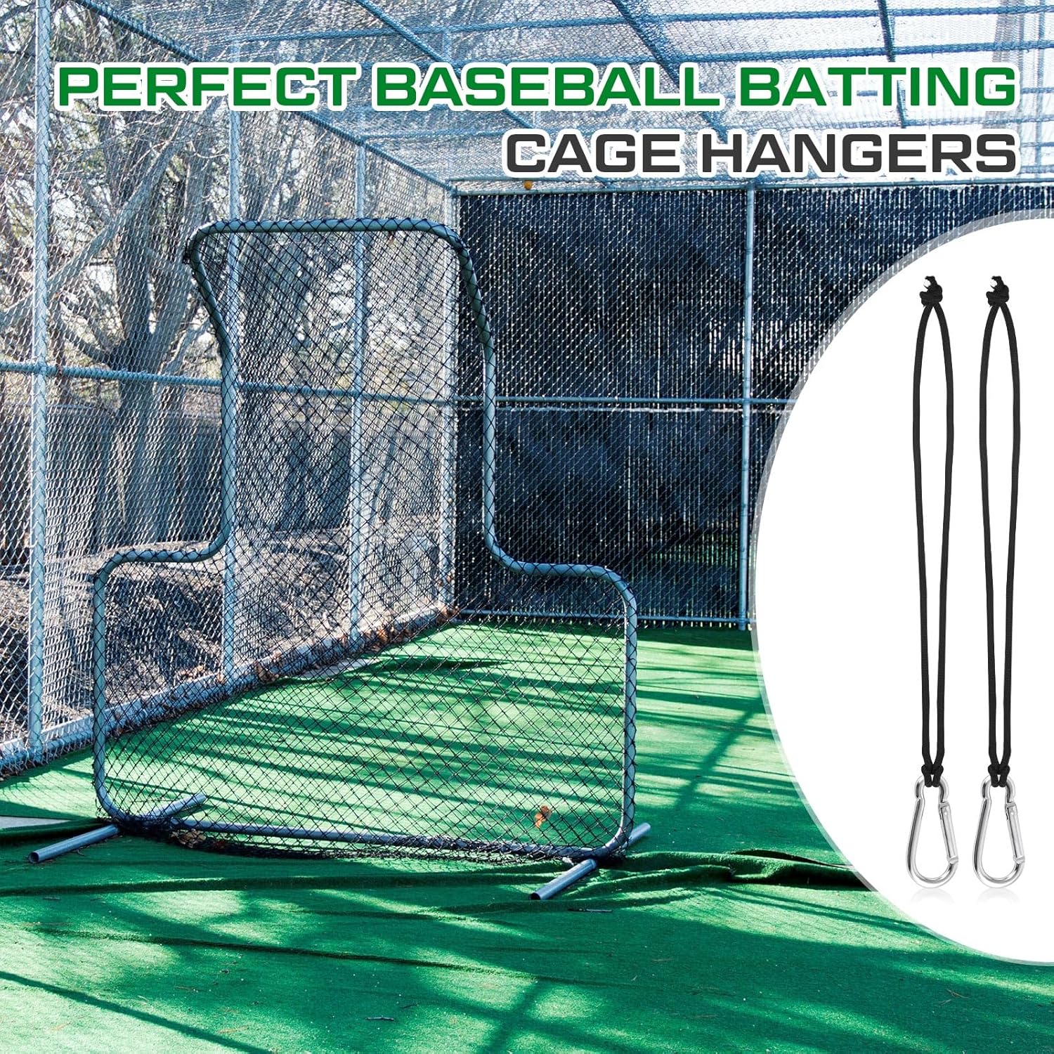 25 Pcs Batting Cage Net Hangers Hooks Steel Carabiners and Lanyards Black Batting Cage Accessories Net Hangers for Hanging Baseball Softball Golf Easy to Install