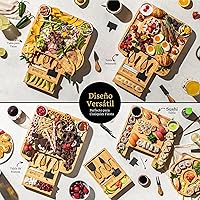 Vista 6 de SMIRLY Charcutería - Juego de tablas de queso de bambú grande para servir, regalos de inauguración de la casa para el nuevo hogar, boda, despedida