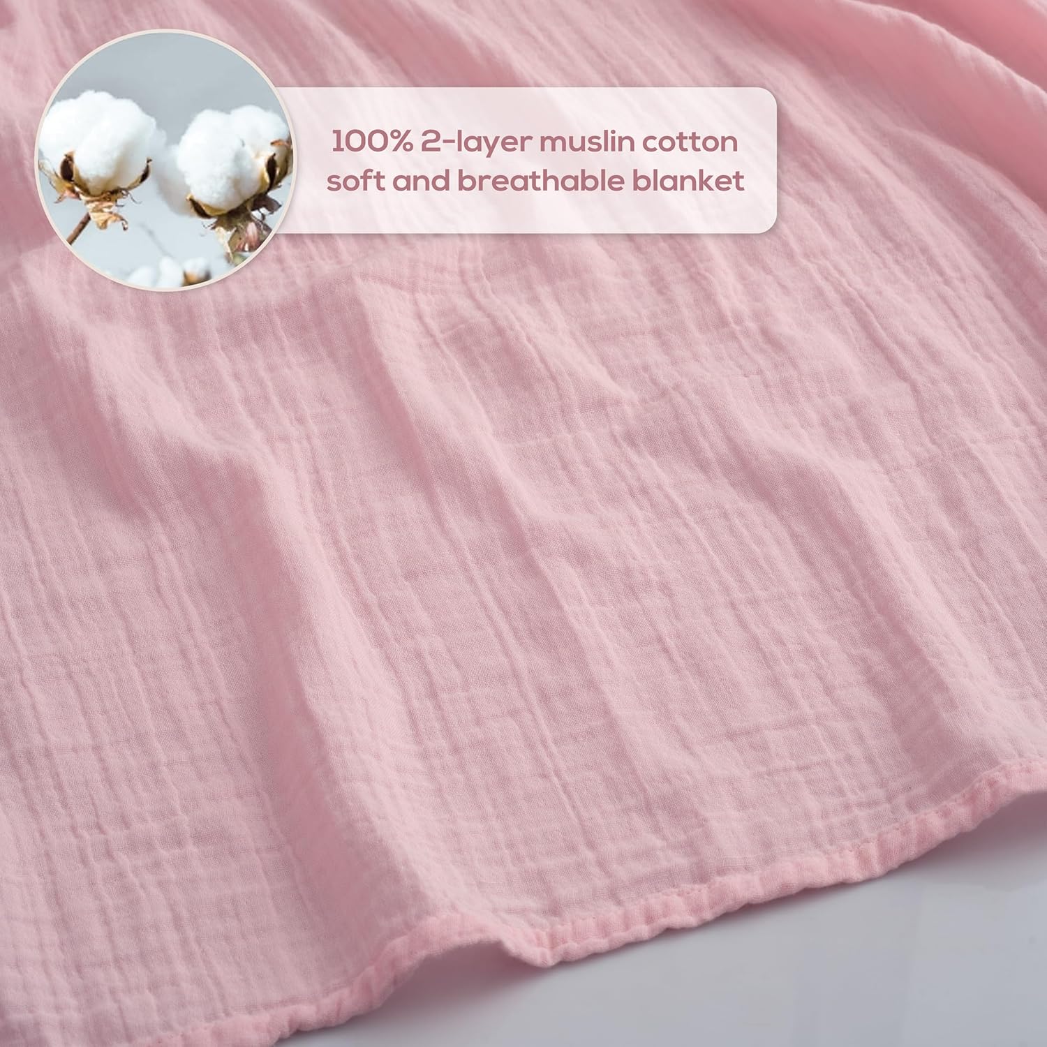 Muslin Swaddle Baby Blanket for Boys and Girls, 100% Cotton, Swaddles for Newborns, 47"x47", Soft Breathable Skin Friendly Warm – Pack of 2