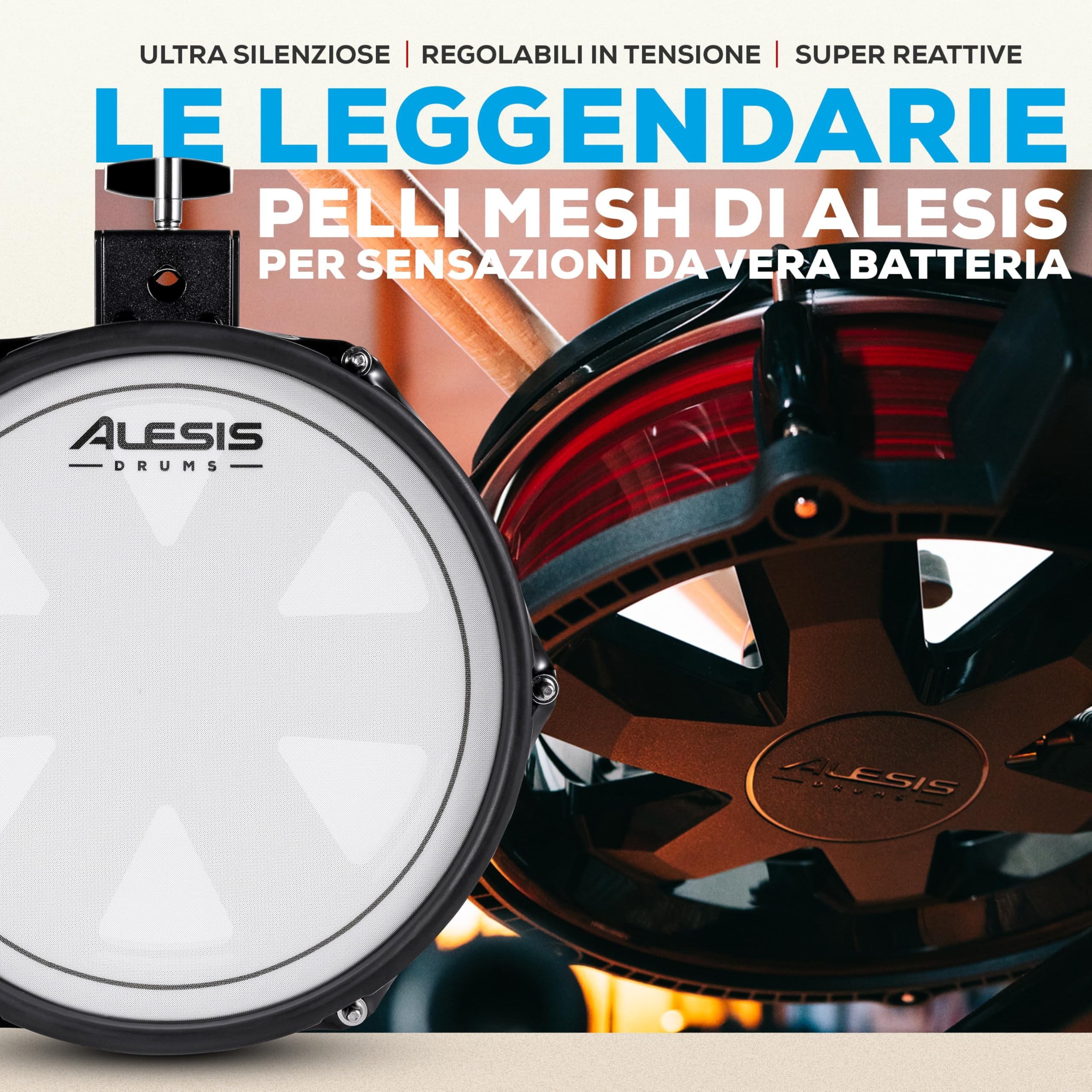 Alesis Nitro Pro XL Batteria Elettronica 10 Pezzi Mesh Dual Zone Pad BFD Suoni Bluetooth Drumeo USB MIDI