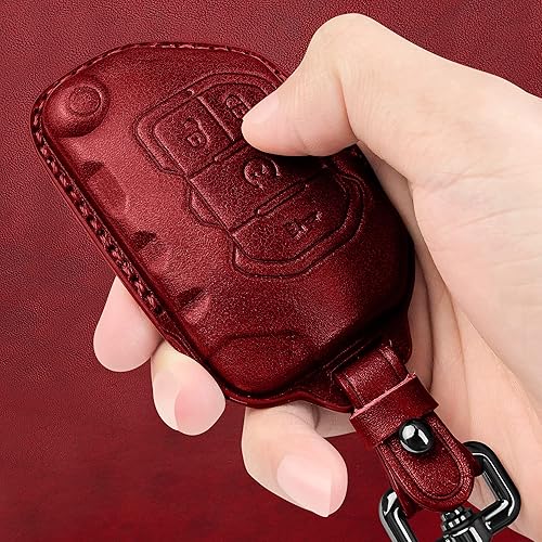 Miniatura 10 de Tukellen Funda de cuero para llavero Jeep Wrangler Gladiator Sahara Rubicon con 4 botones (negro)