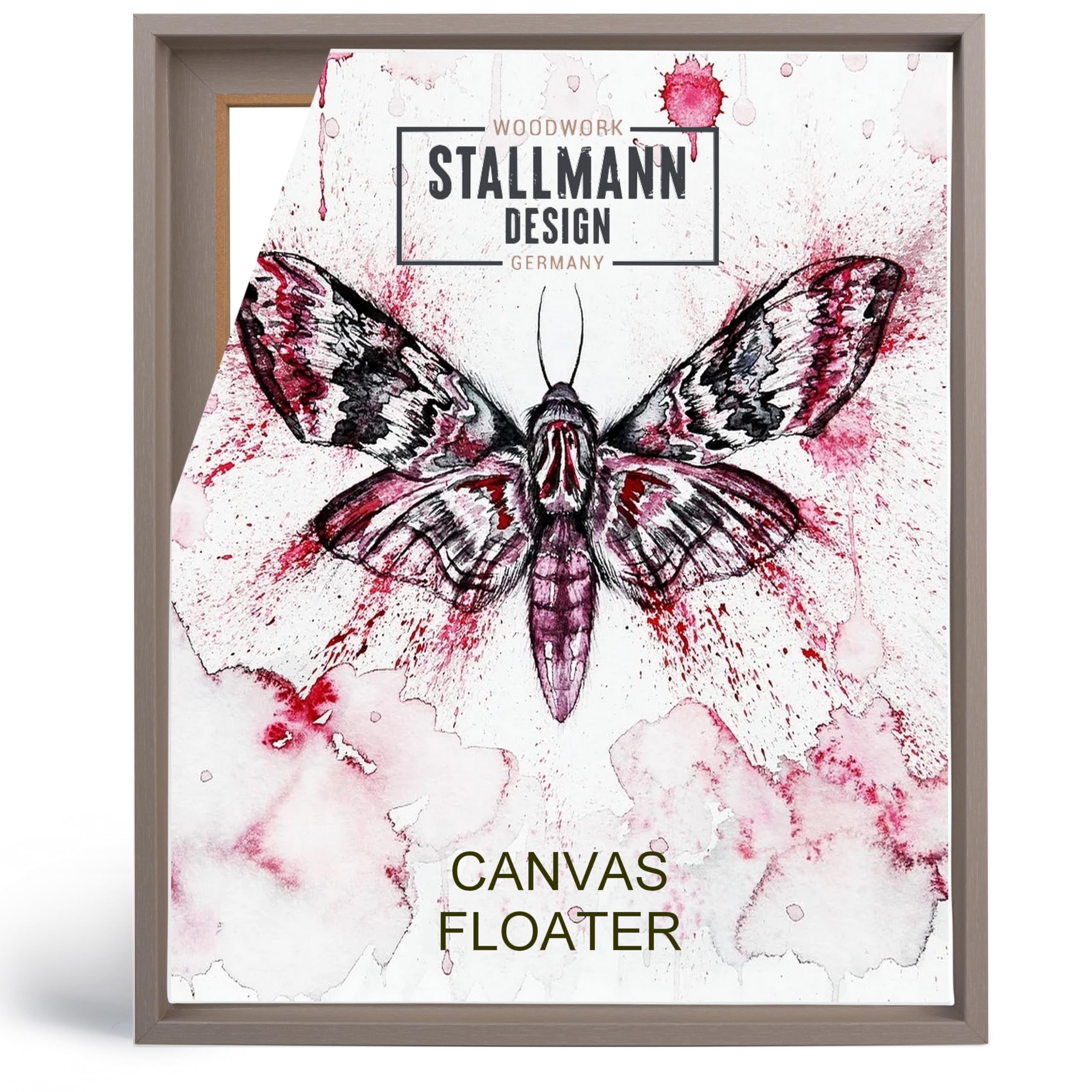 Stallmann Design Schattenfugenrahmen 25 x 35 cm | Farbe: Grau gemasert | Leer-Rahmen für Leinwände auf Keilrahmen | mit Montagezubehör | ohne Glas und Rückwand