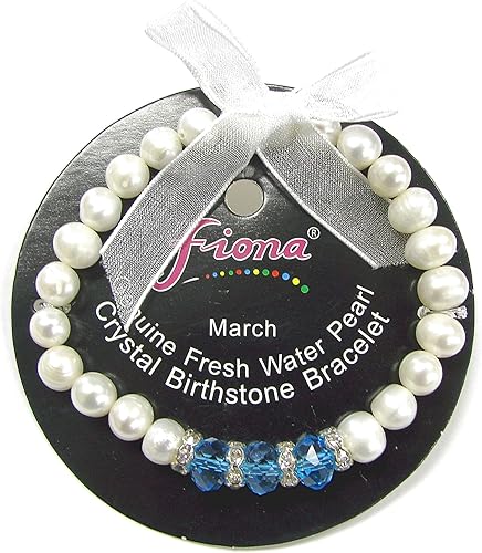 Miniatura 4 de Linpeng Elegante pulsera de piedra natal de perlas cultivadas de agua dulce para mujer, turquesa, 7 5 pulgadas de EE. UU