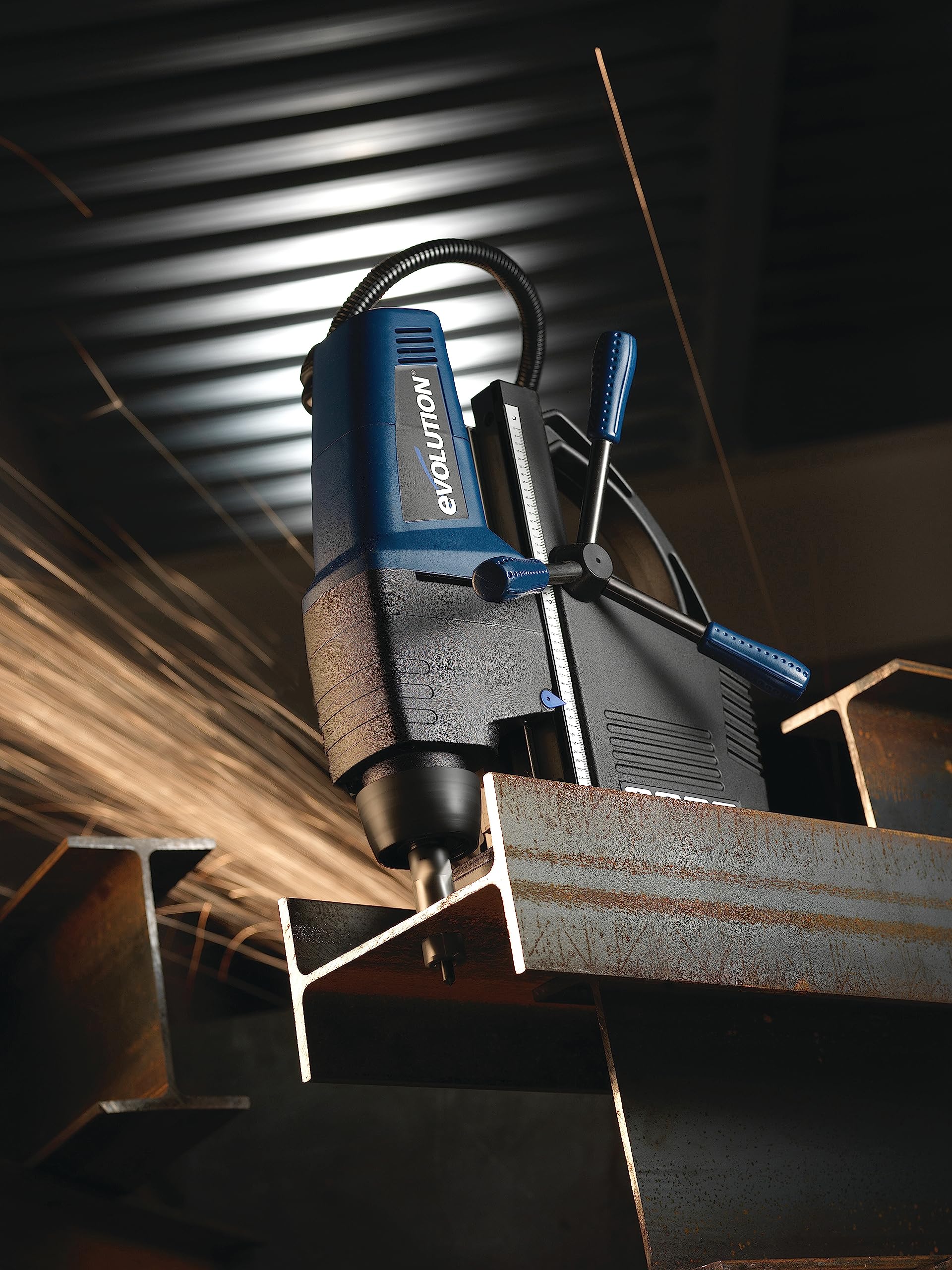 Evolution Evomag42 - Perceuse Magnétique en acier Industriel de 42 mm - Qualité Industrielle - Idéal pour les Ponts, les Poutres en I et les Charpentes - Mandrin et Clé Inclus.