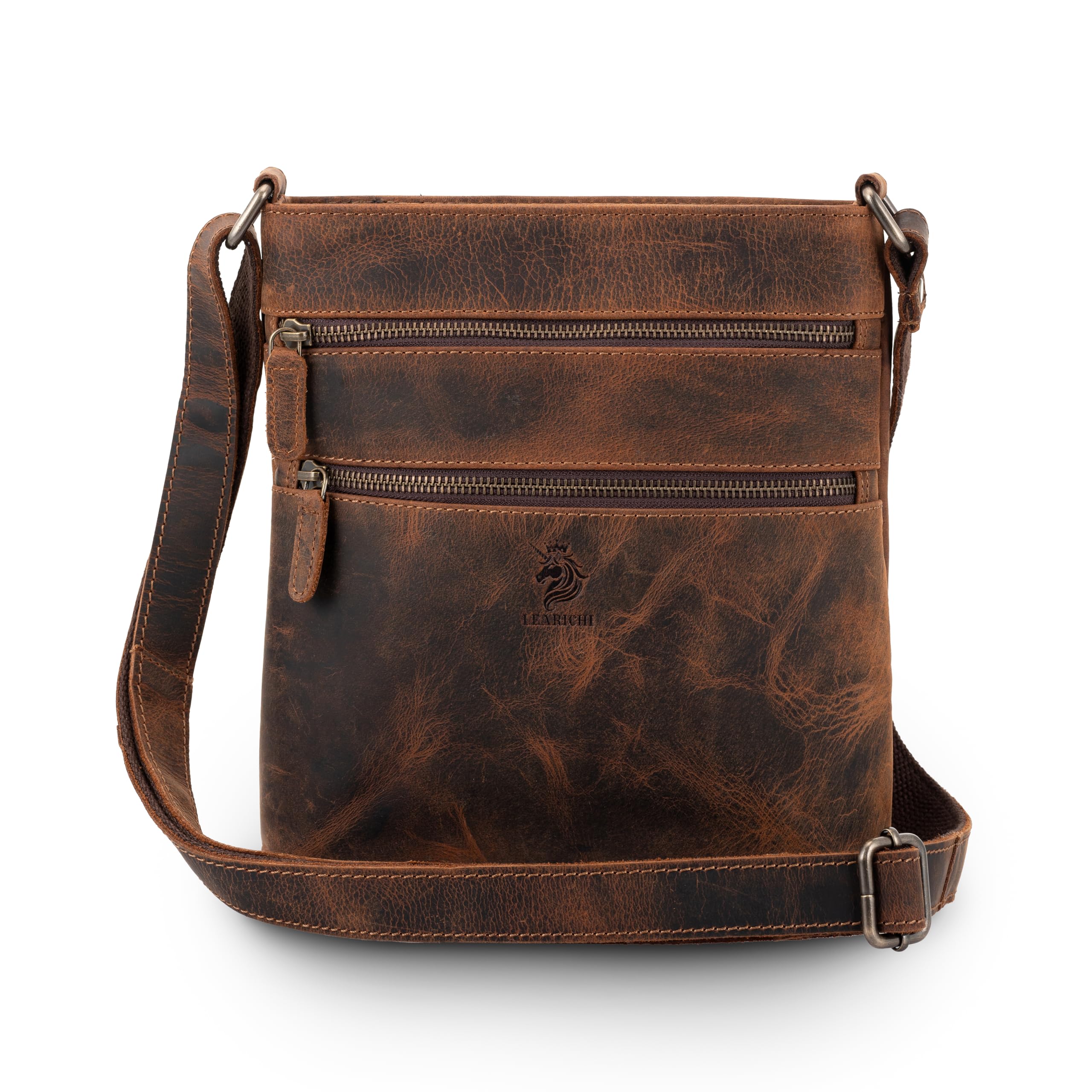 Genuine Leather Crossbody Shoulder Sling Bags for Women Premium Hunter Leather Cross Body Bag Vintage Style Distressed Cross