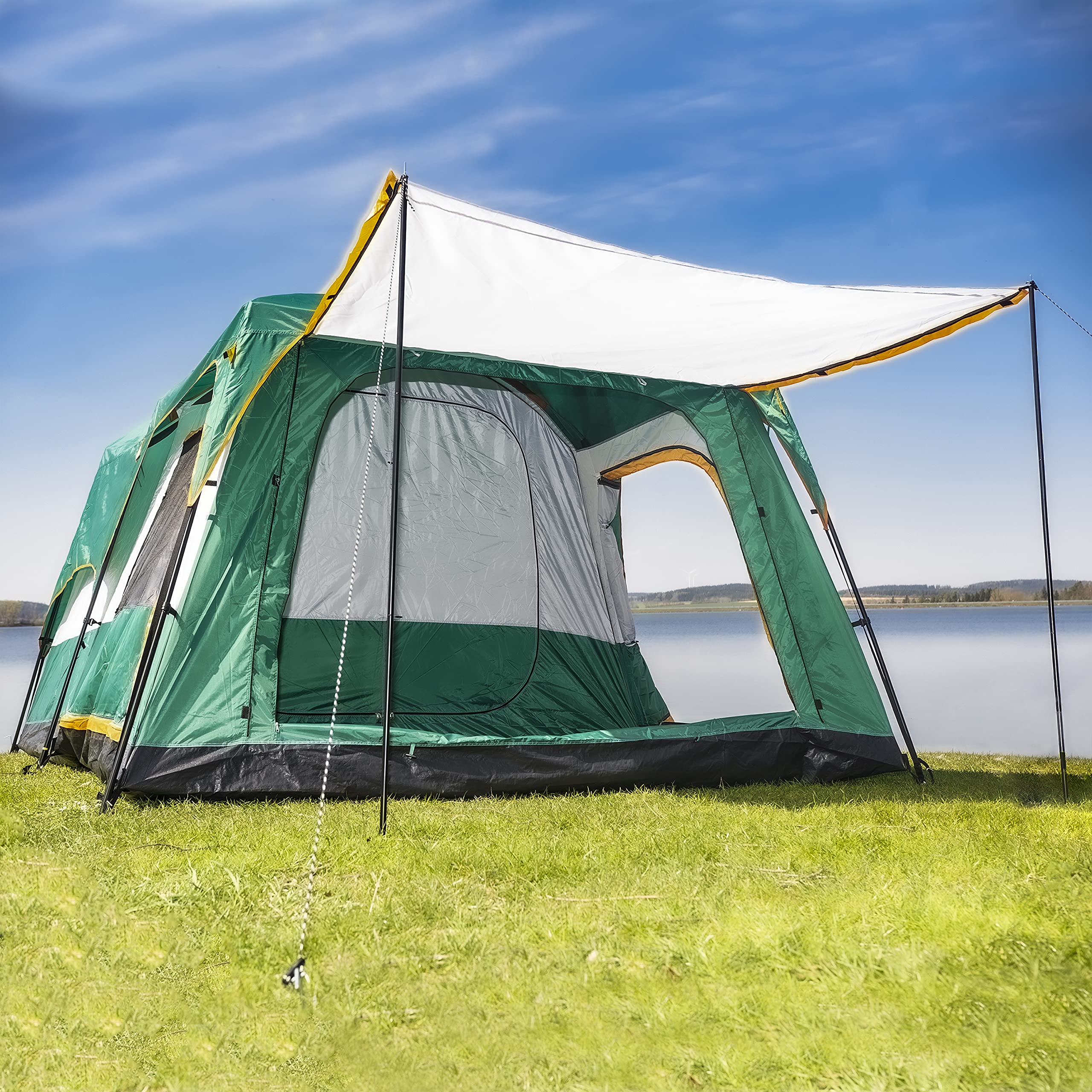 activa luxury garden outdoor zelt Tent for 4-6 Persons, 3 Seasons, Waterproof Canopy, Small Folded, Easy to Assemble, Extra Spacious for Camping, Hiking and Outdoor Activities Sports & Outdoors Training Accessories Waidring, Camping Steinplatte: Bgm.: Modell:M60 Stahlblau*2