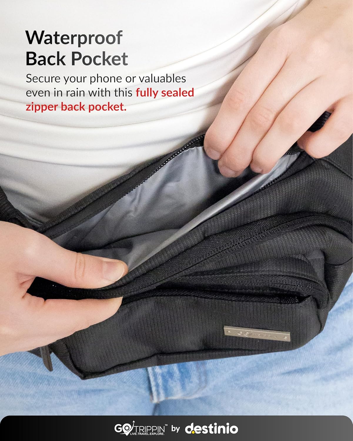 Polyester Waist Bag for Men,Women/Fanny Pack for Hiking Travel Camping Running Sports Outdoors/Money Belt with Adjustable Strap (Black)), Black, One Size, Waist Bag, Black, One Size, Waist