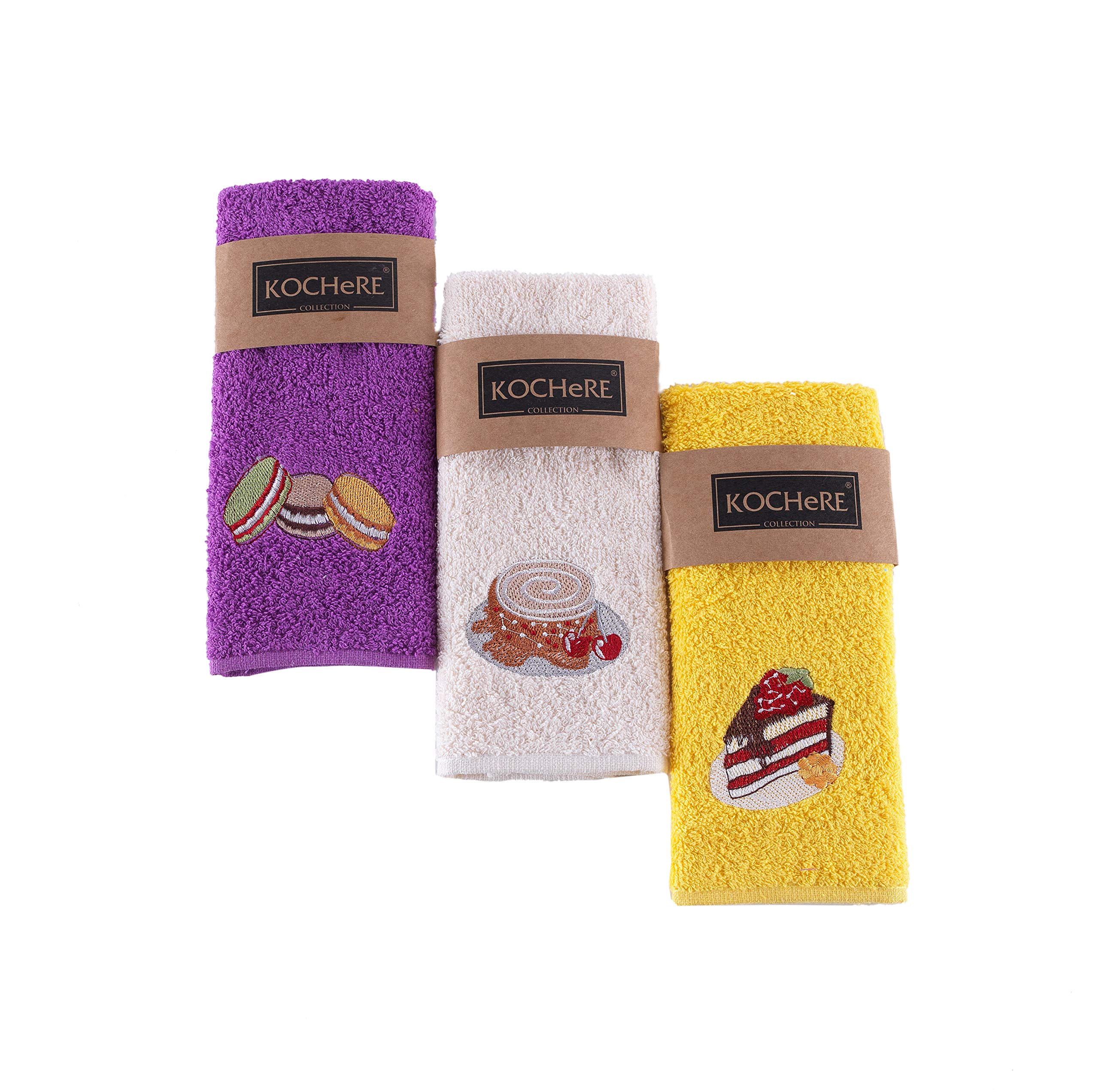 Pasam Home Sweet Kitchen Towels and Dishcloths Sets 12x20 inch Fancy and Multifunctional 3 Piece Set Dish and Hand Towel