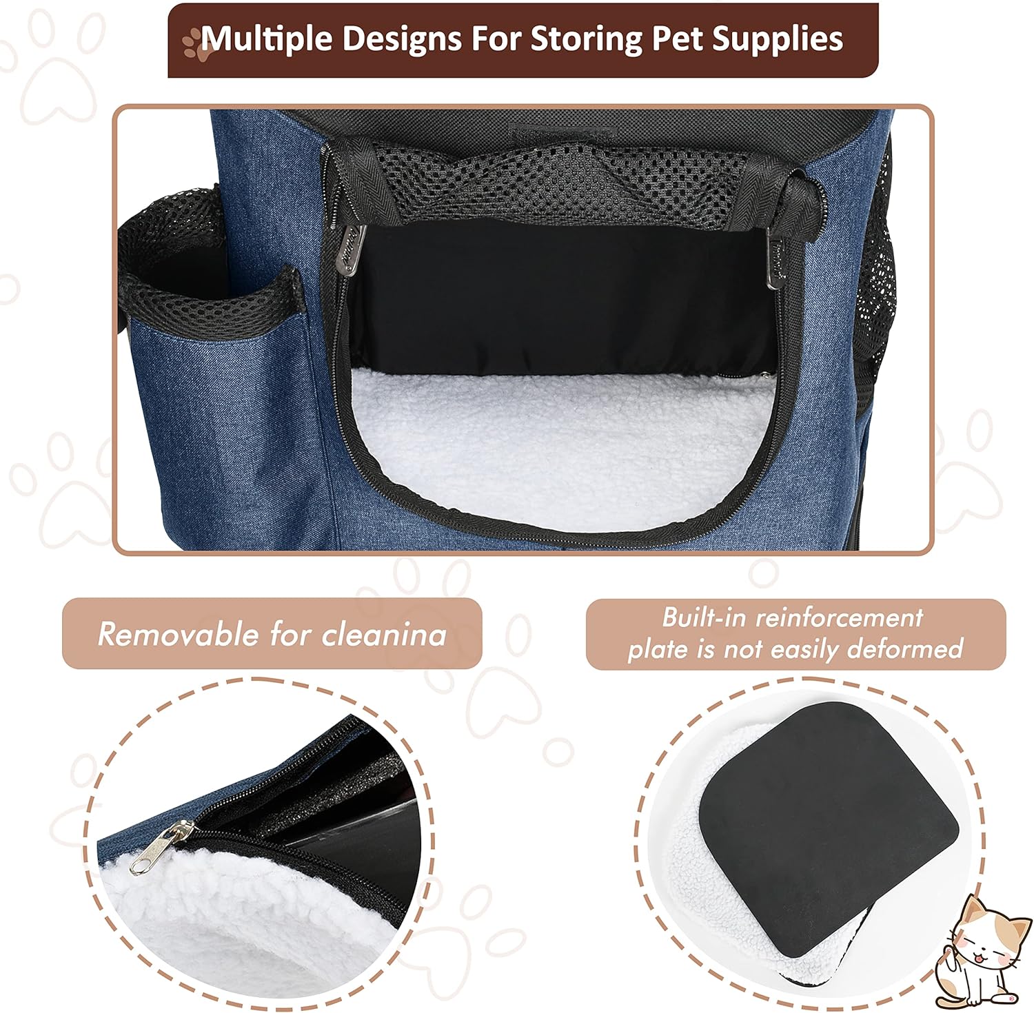 Tirrinia Two-Sided Entry Pet Backpack Travel Carrier for Cats & Small Dogs, Airline-Approved, Padded Back Support, Ideal for Hiking, Walking, Cycling & Outdoor Adventures